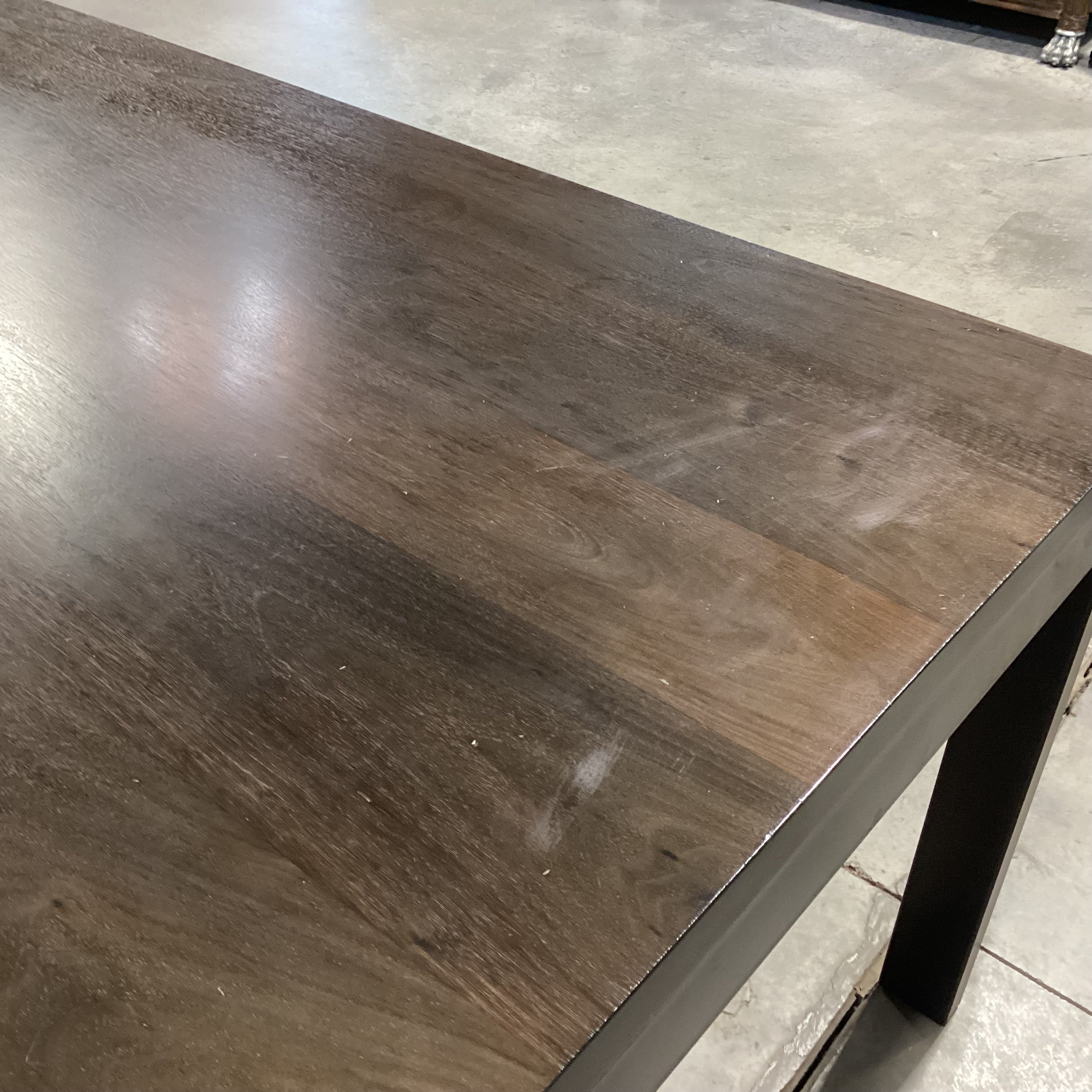 Modern Parsons Dark Finish Wood & Black Metal Dining Table 75"x 35"x 29.5"