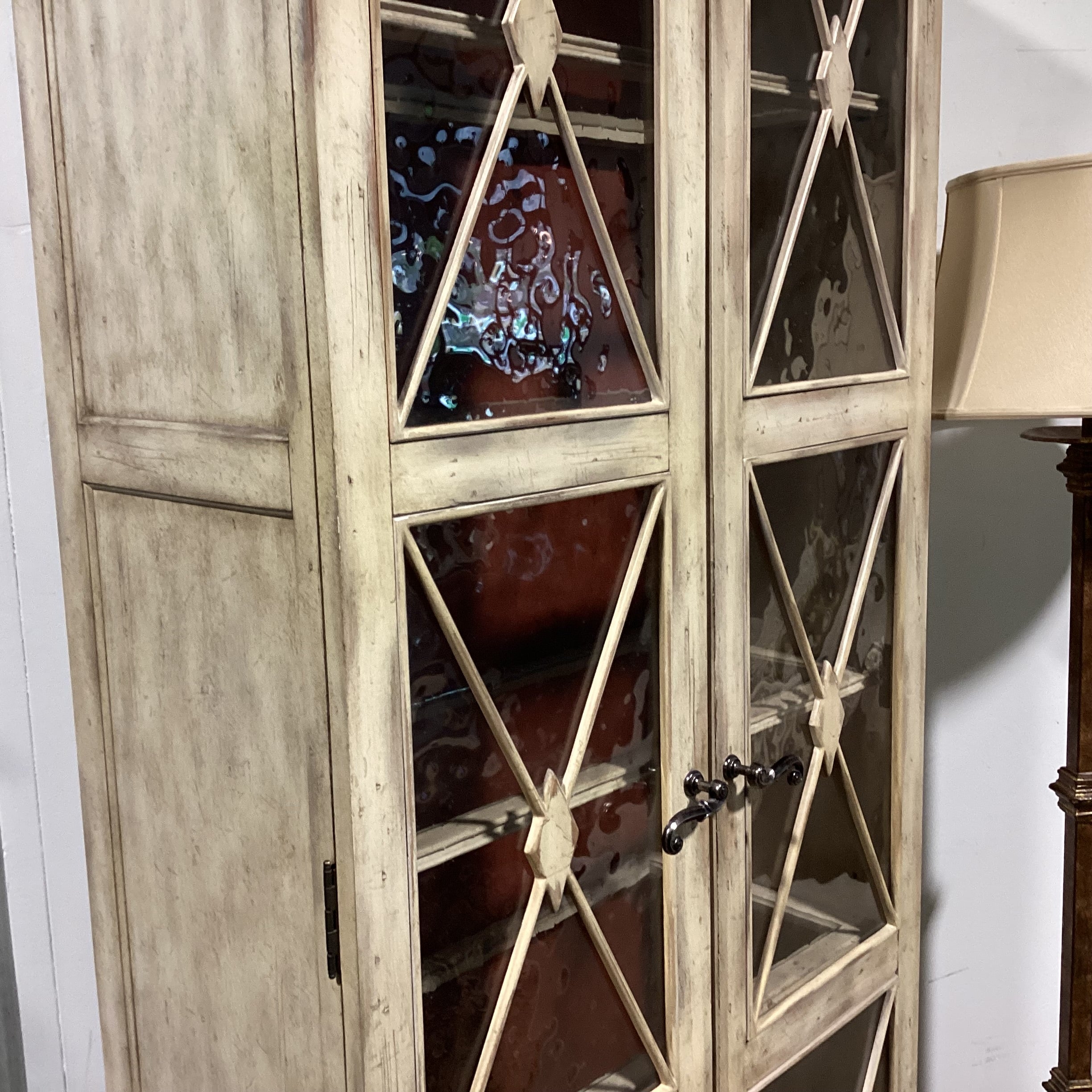 Hooker Furniture Sanctuary Dune Distressed Finish& Glass 2 Door with Shelves Display Armoire 35"x 18"x 84"