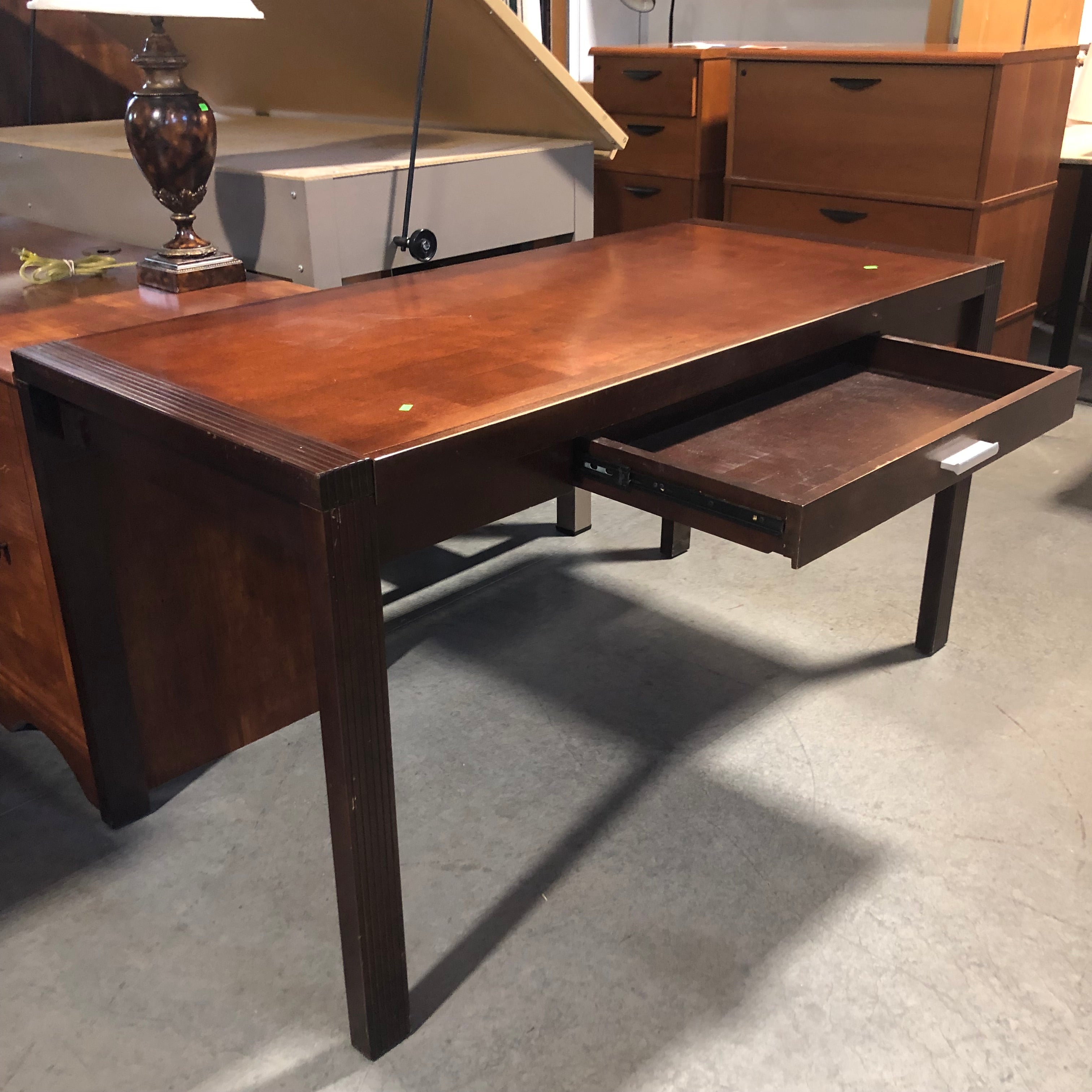 Solid Dark Finish Wood Office Desk 57"x 27"x 30.5"