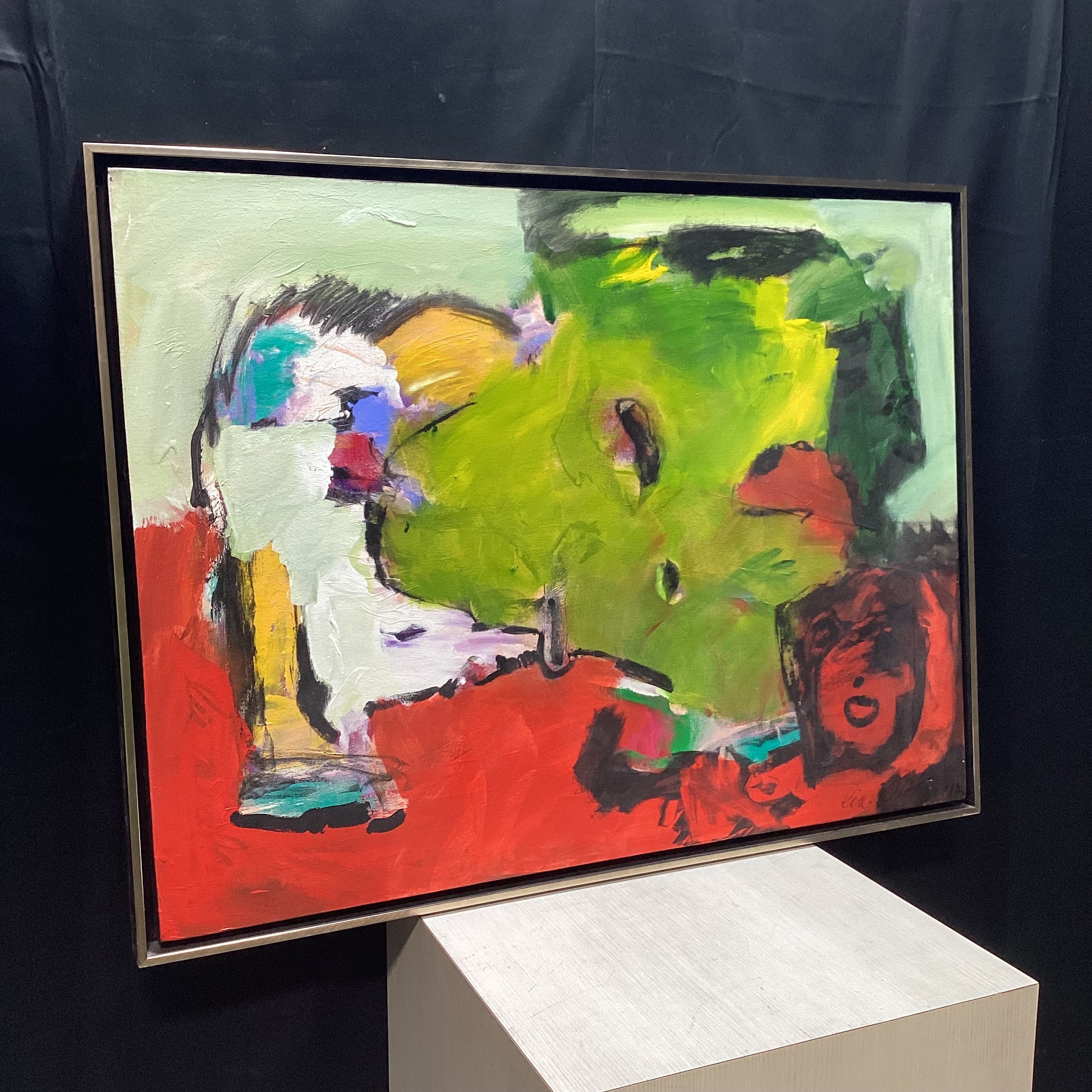 Lia Galletti Signed Original Abstract Painting In Silver Frame 41.5" x 31"