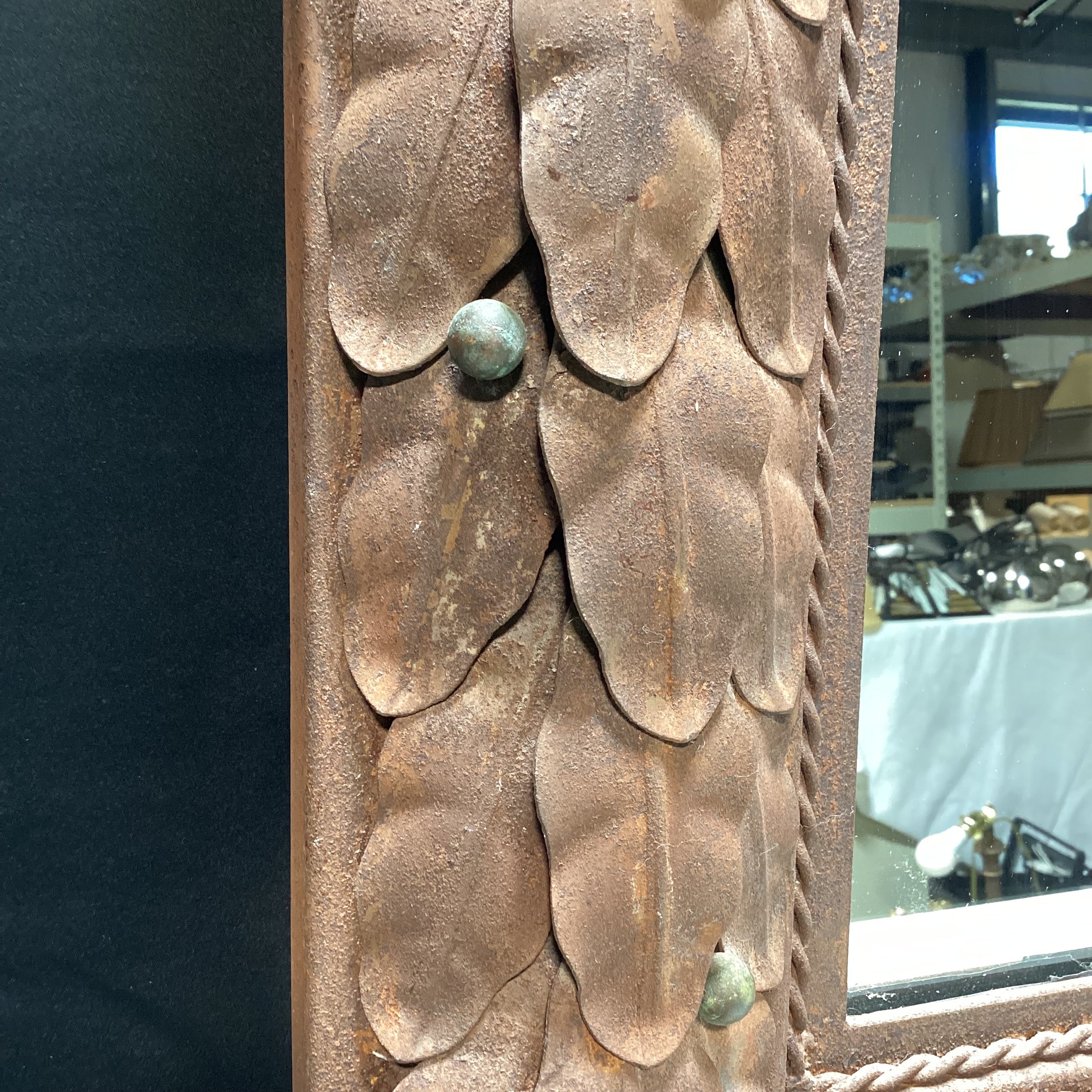 Wrought Iron Tied Foliage With Berries Wall Mirror 28" x 39"
