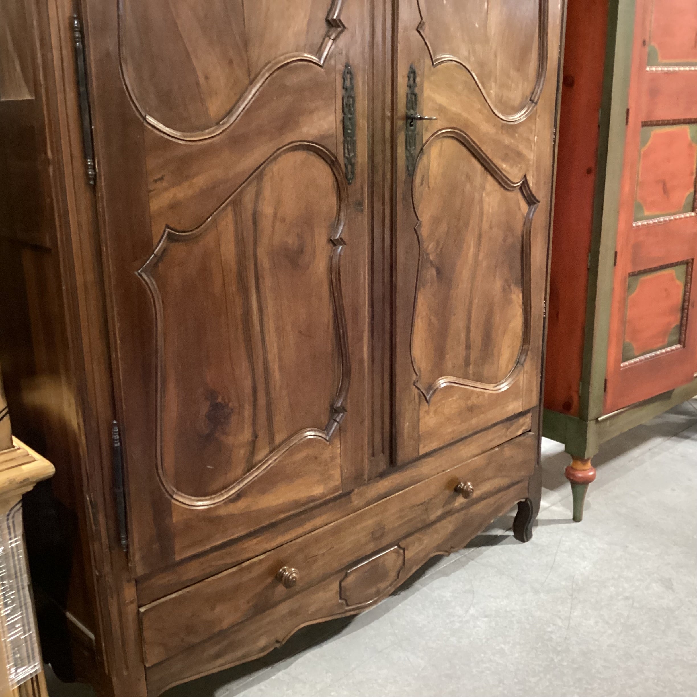 Antique 1800's French Walnut 2 Door 1 Drawer Armoire 64"x 29"x 103"