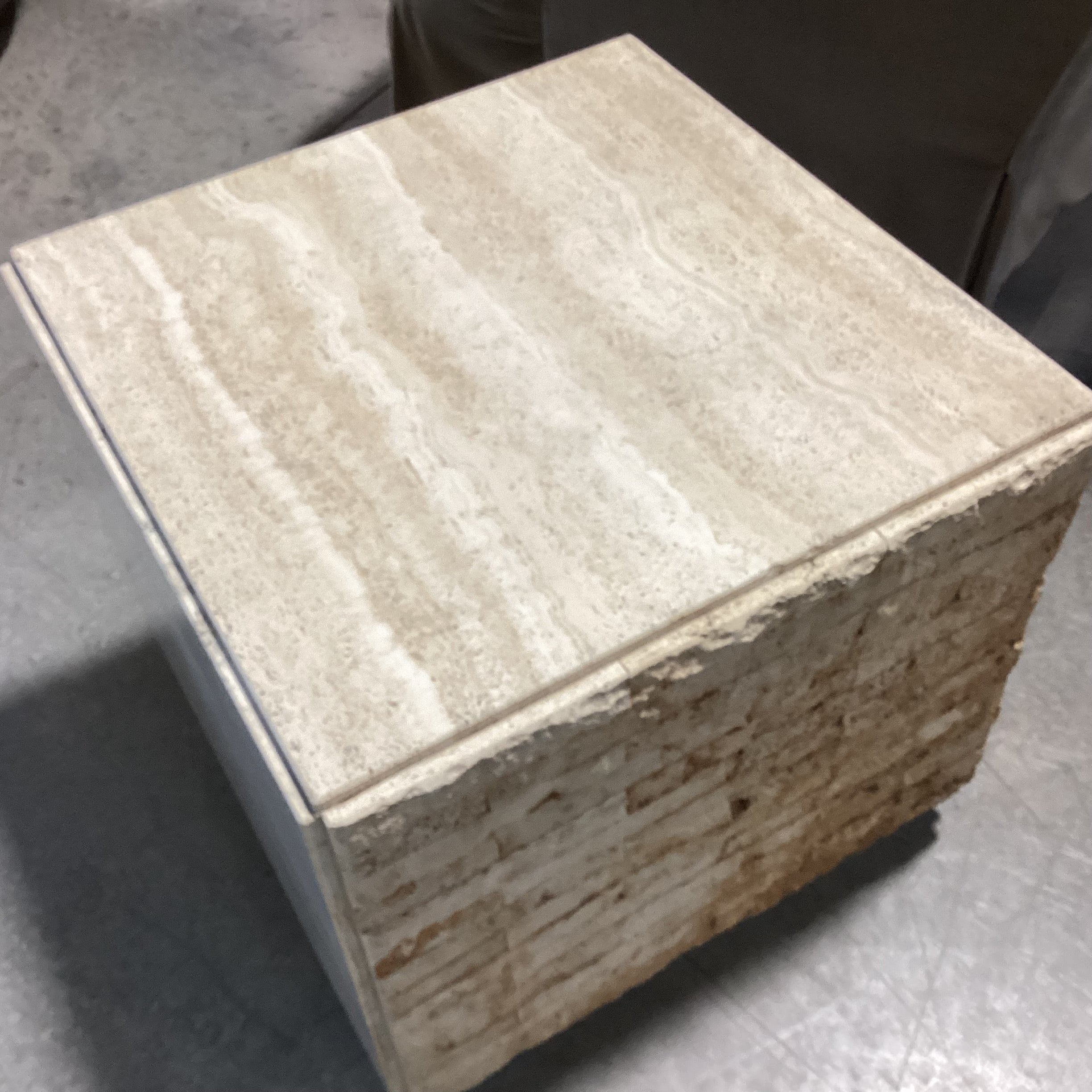 Travertine Rough Stacked & Polished Cube End Table 22"x 22"x 20"