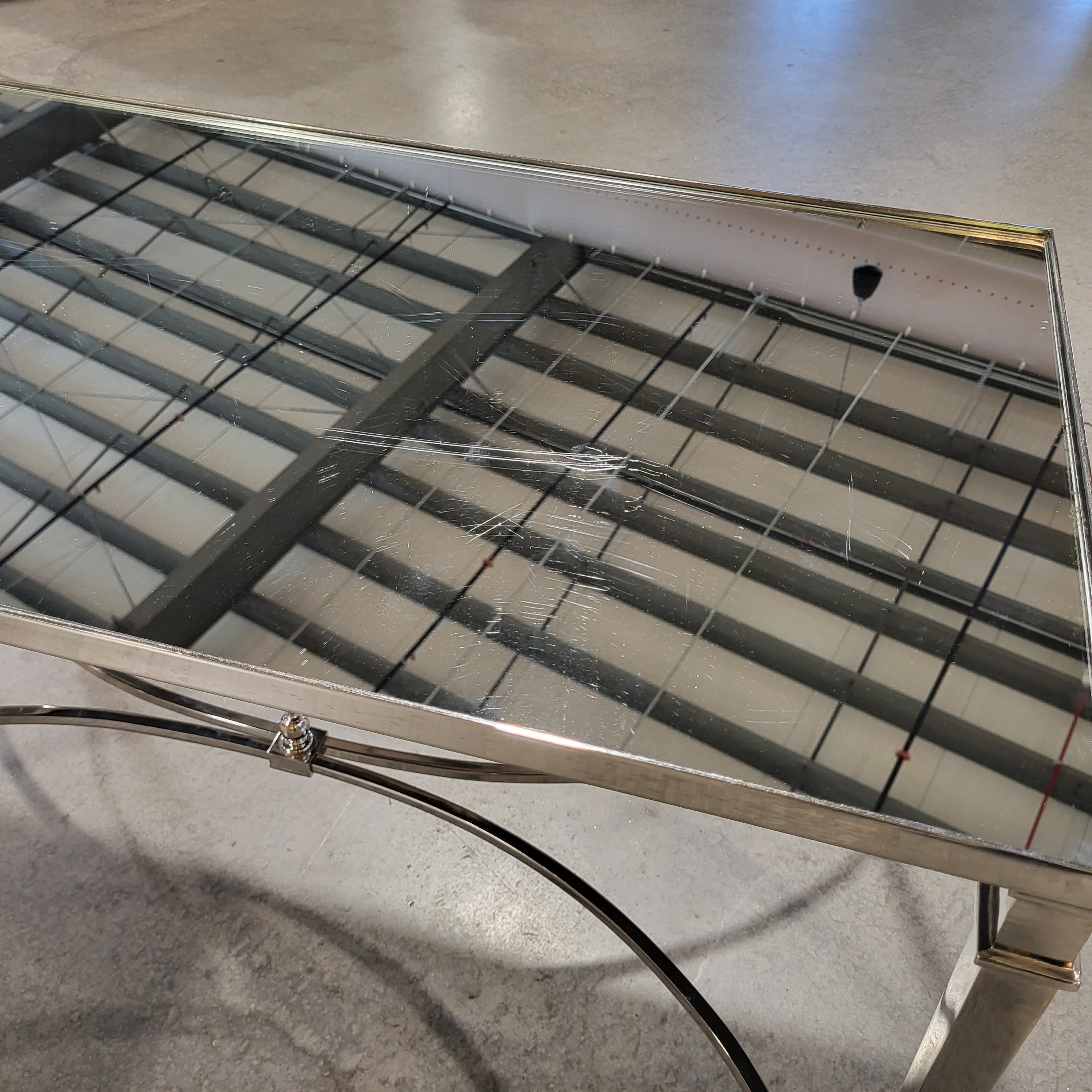 Art Deco Regency Style Silver Mirrored Coffee Table 36"x 20"x 20"