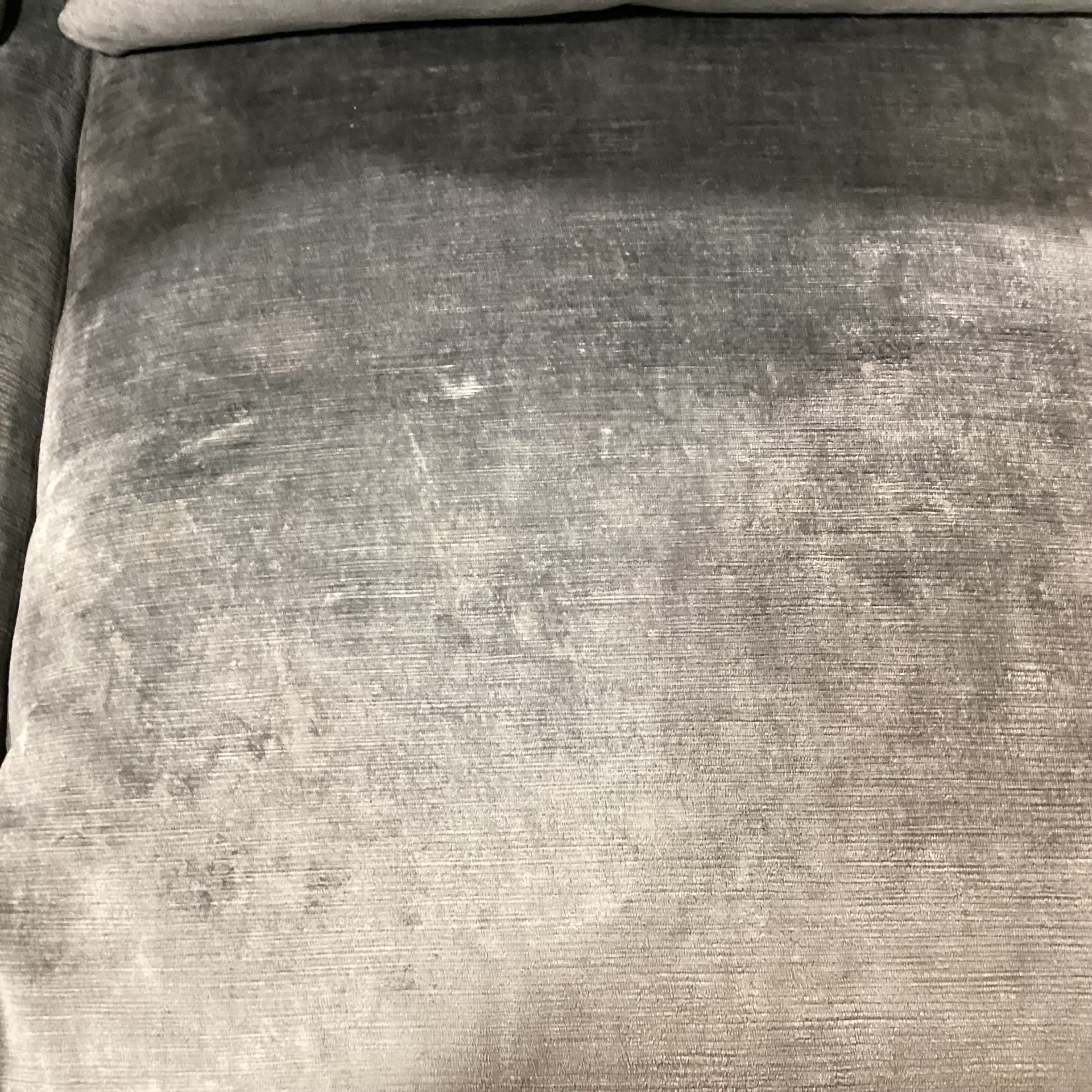 Lee Industries Custom Blue Grey Textured Velvet Down Mix & Chrome Modern Sofa 107"x 36"x 34"