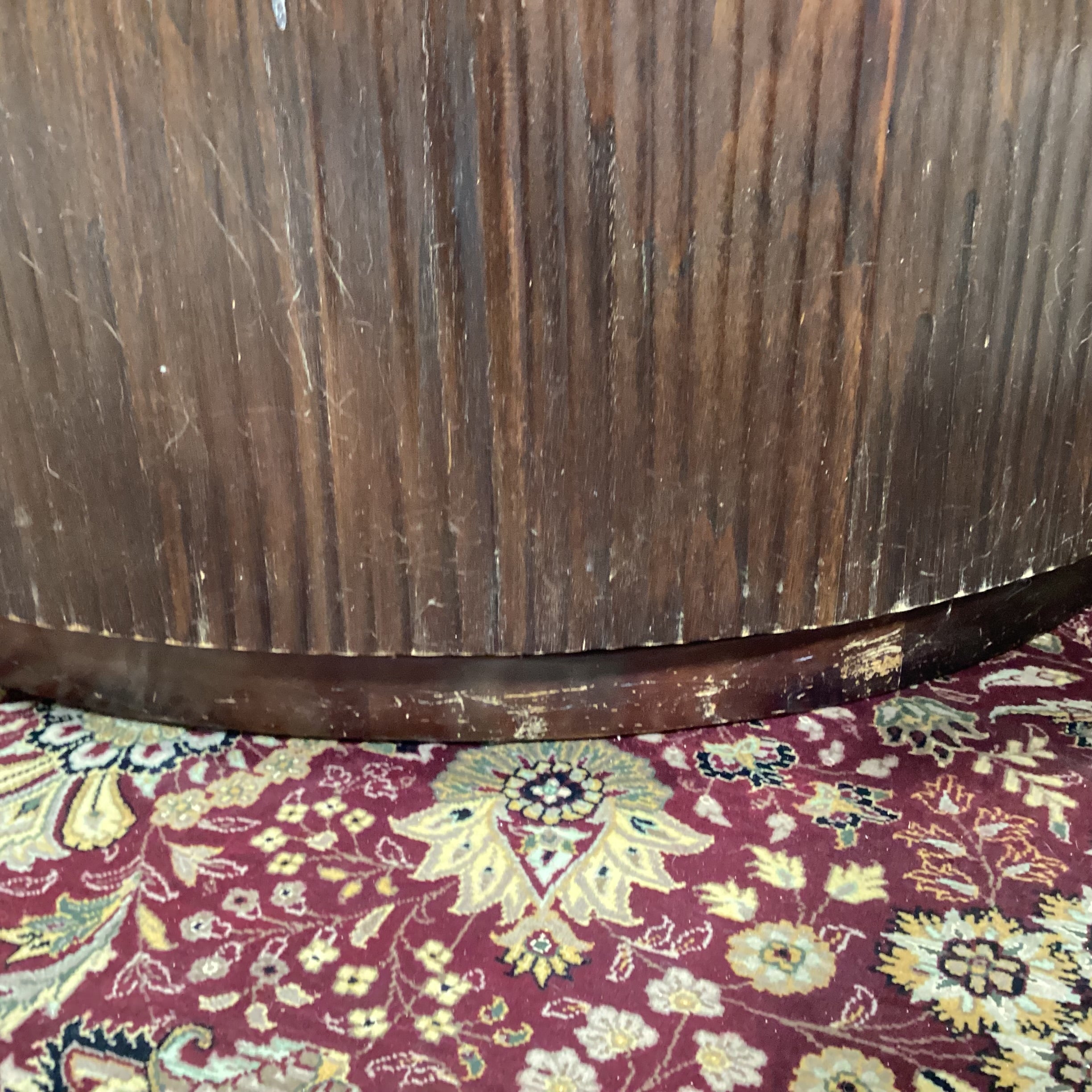 Finished Wood & Veneer Round with Ribbed Sides Coffee Table 45" Diameter x 20"