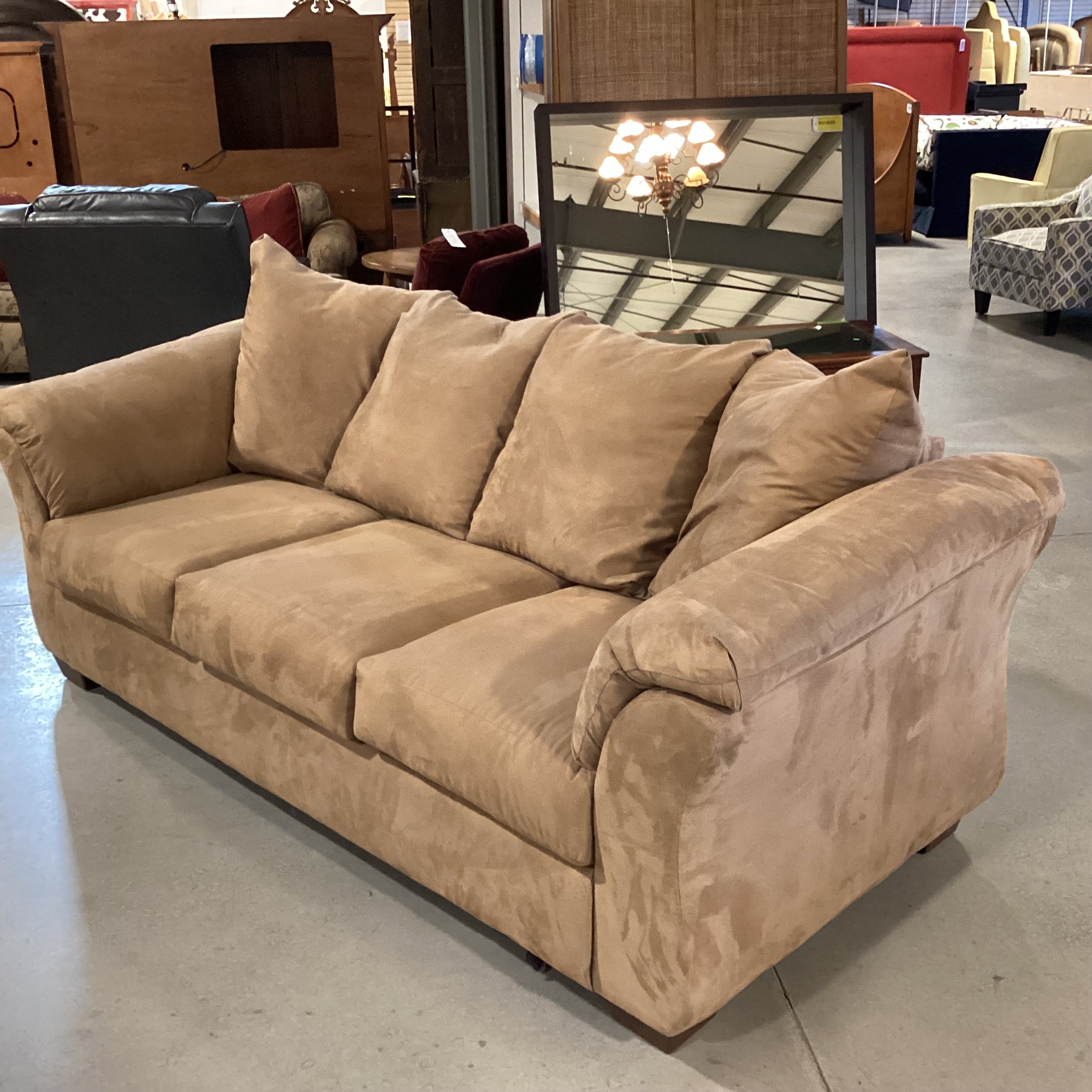 Ashley Furniture Darcy Brown Micro Suede Sofa 90"x 38"x 36"