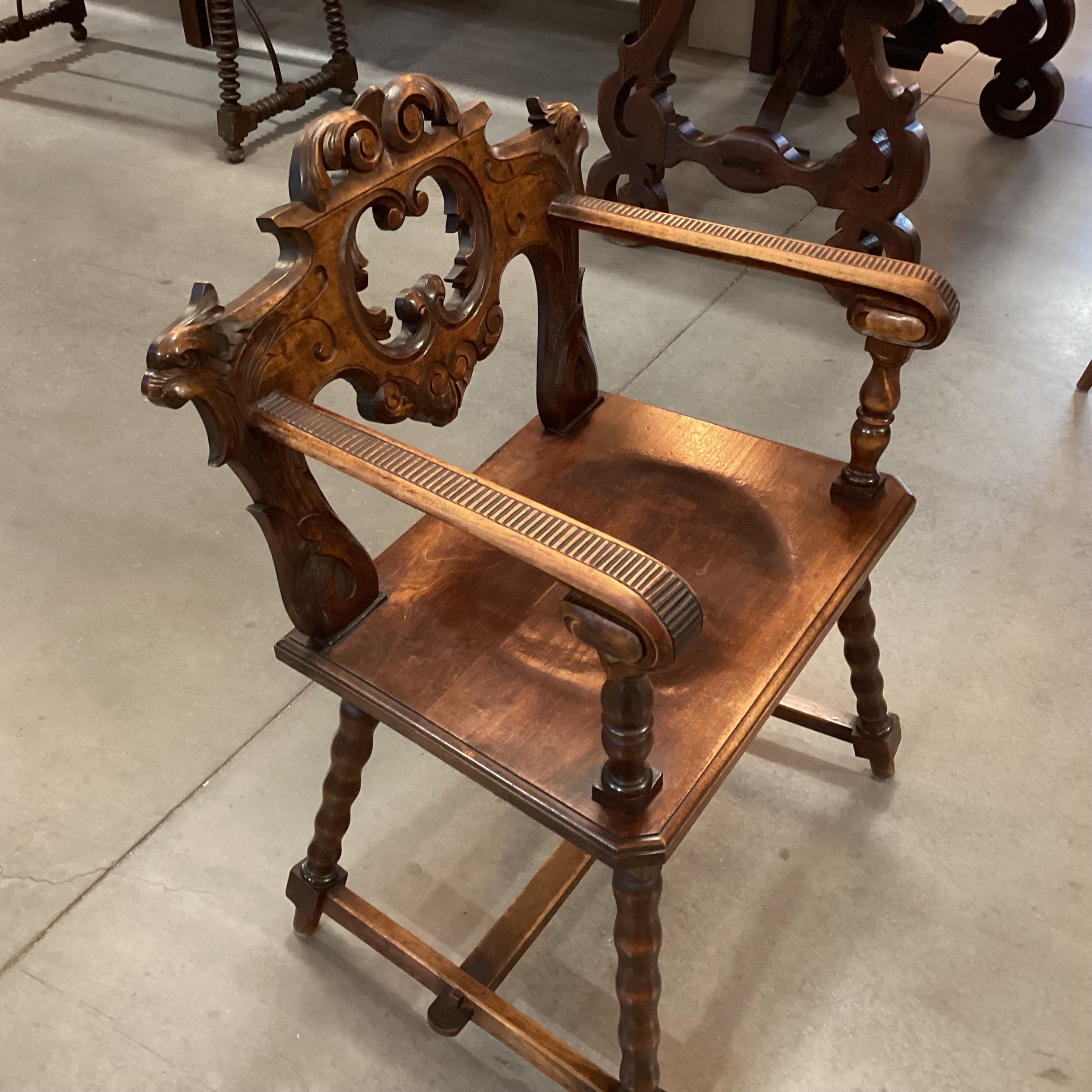 Vintage Ornate Carved Wood Chair 25"x 21"x 36"