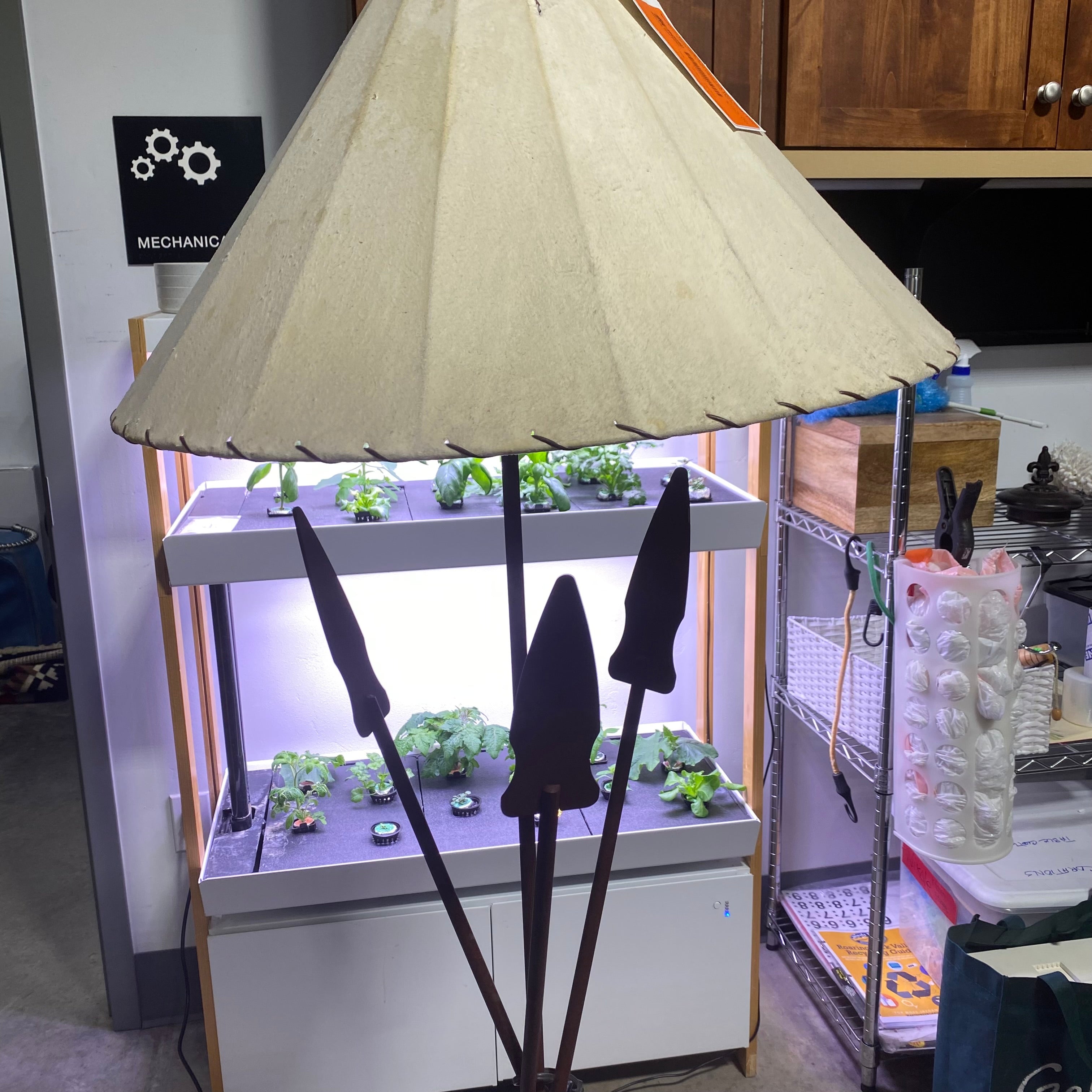 Southwest Iron Forged Arrows with Hide Shade Floor Lamp 66"x 22" Diameter Shade
