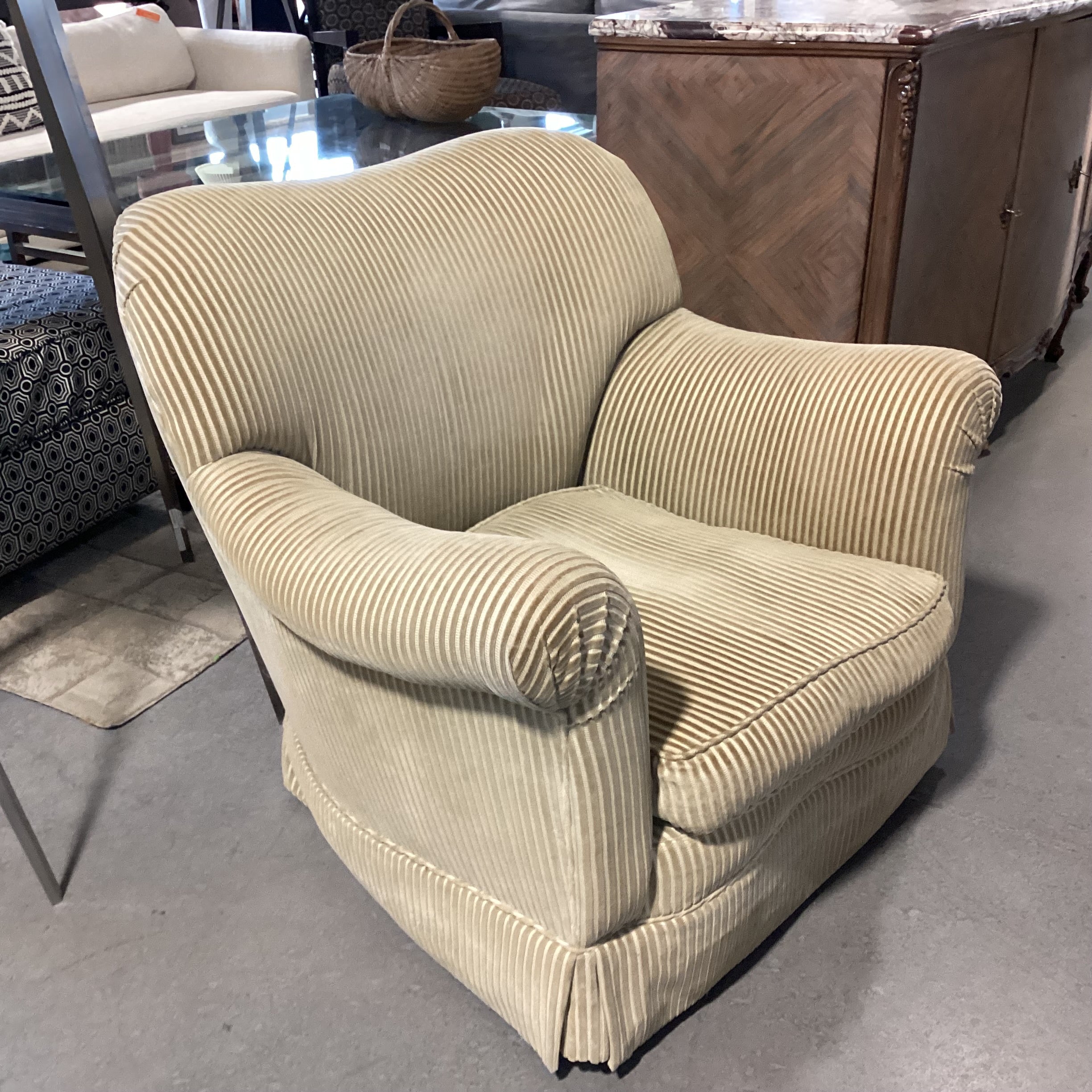 Golden Ribbed Velvet Chair 37"x 34"x 34"