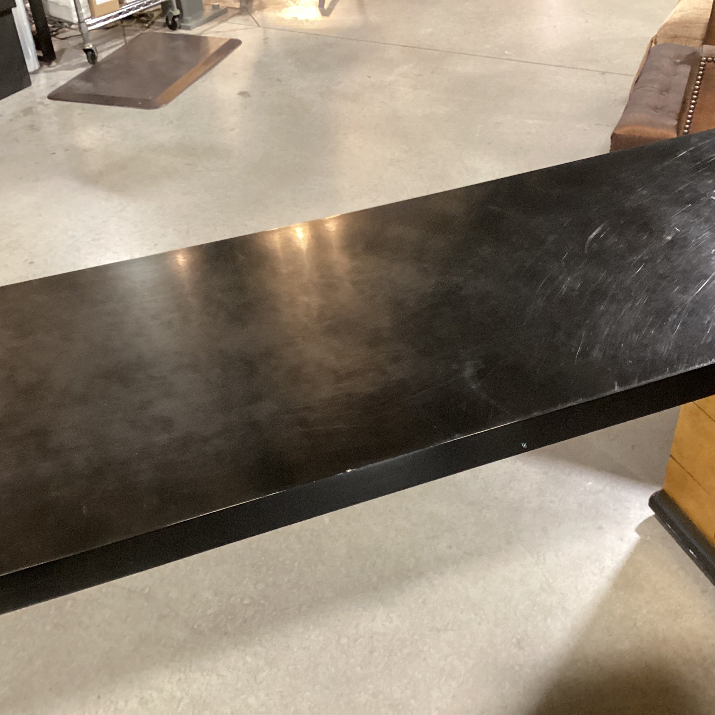 Vintage Black Lacquer & Gold Gilt Console Sofa Table  72"x 16"x 30"