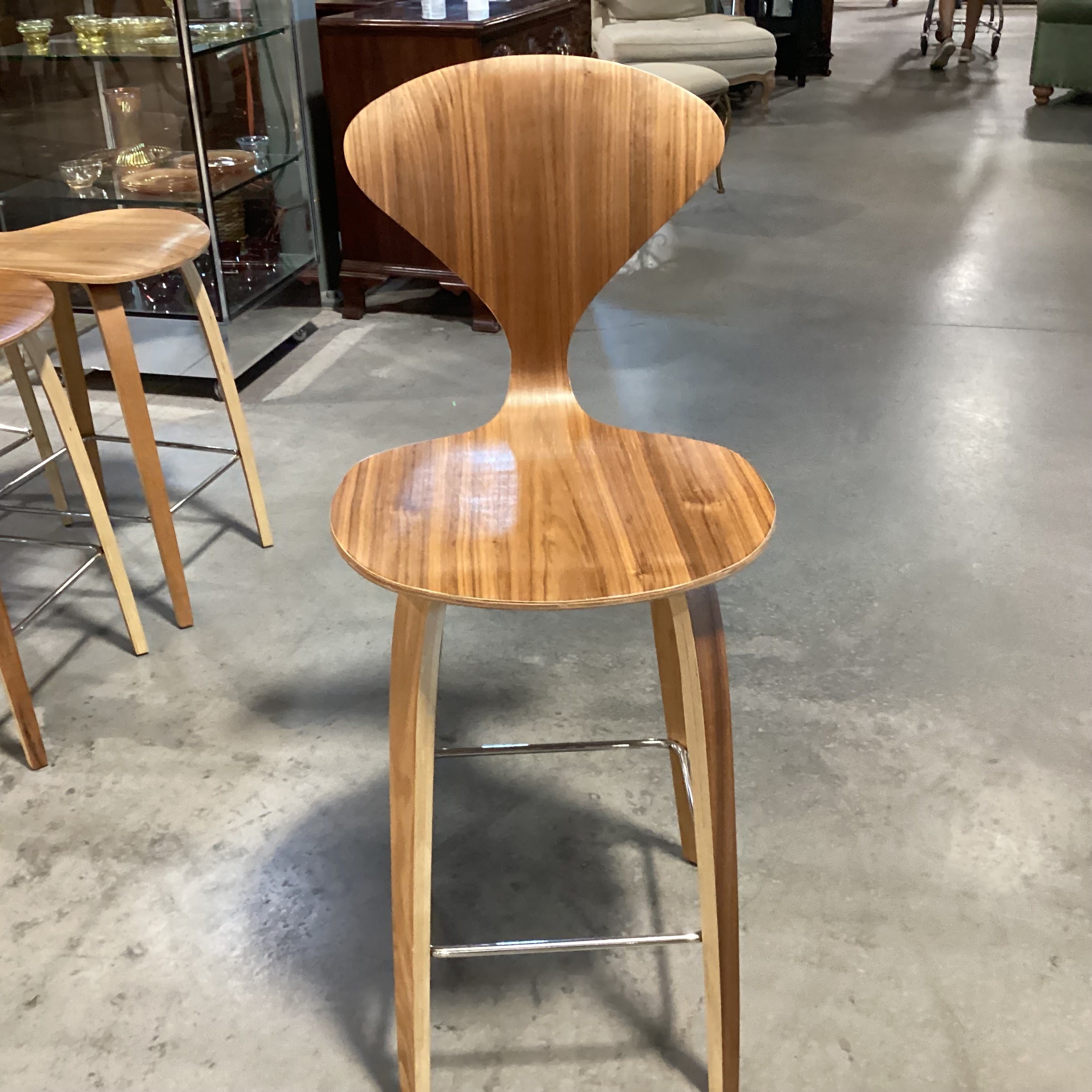 Norman Cherner for Rove Classic Pressed Walnut Modern Barstool 26"
