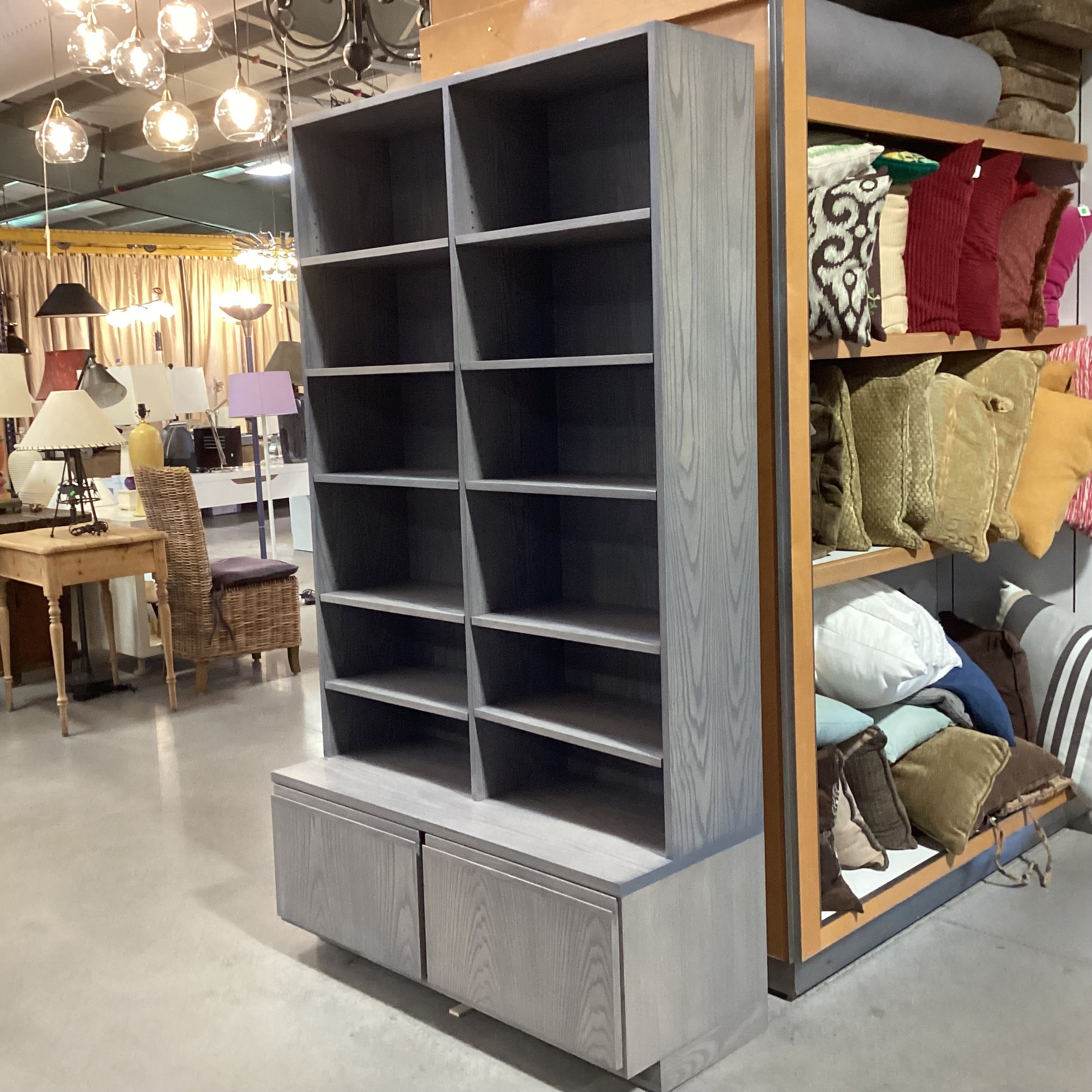 Shell Lake Wood Crafters Natural Ash with Ash Shell Stain Bottom 2 Drawer File Cabinets Double Bookcase Shelves 45.5"x 19"x 81"