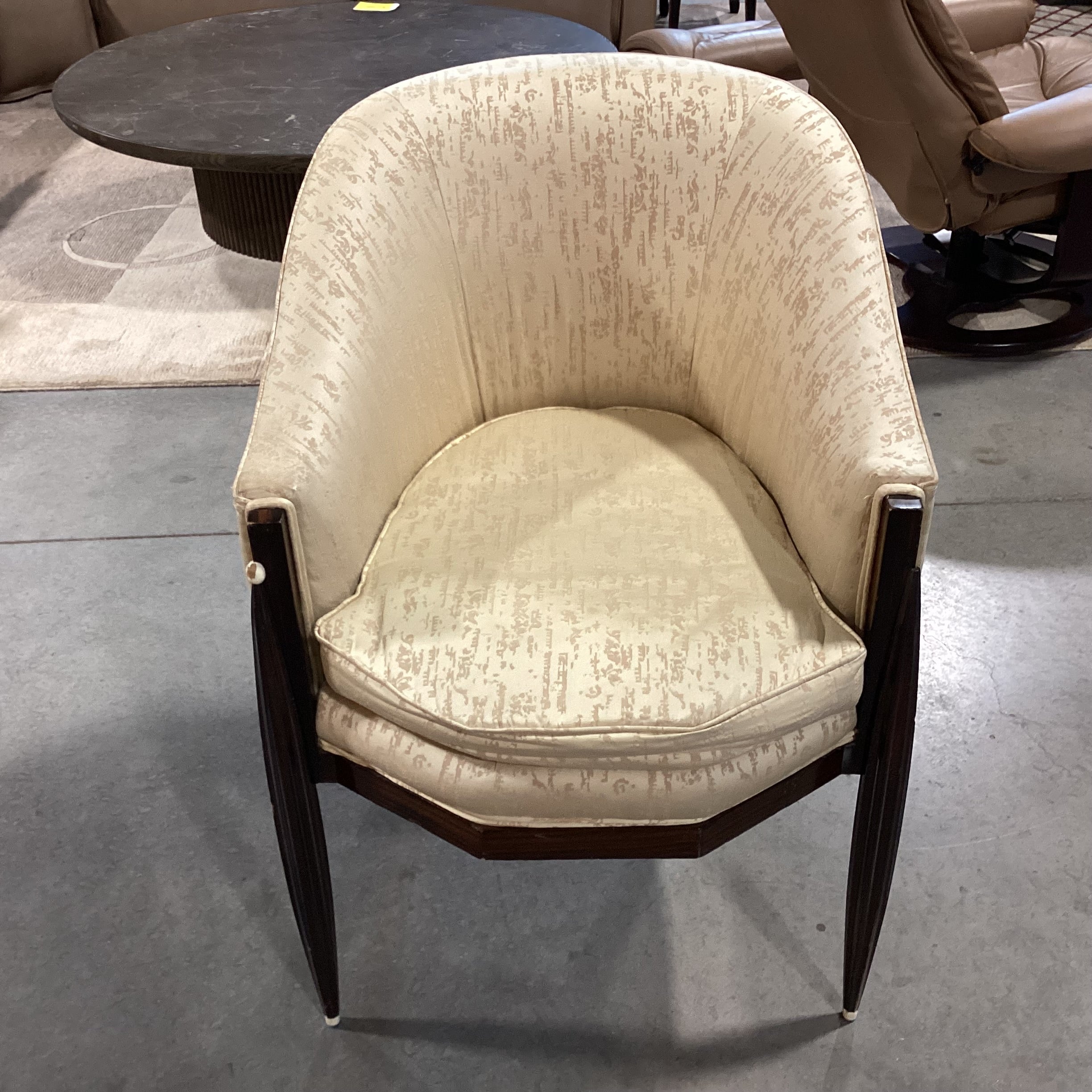 Art Deco Style Zebra Finished Wood & Silky Blend Gold & Taupe Upholstered Chair 25"x 27"x 34"