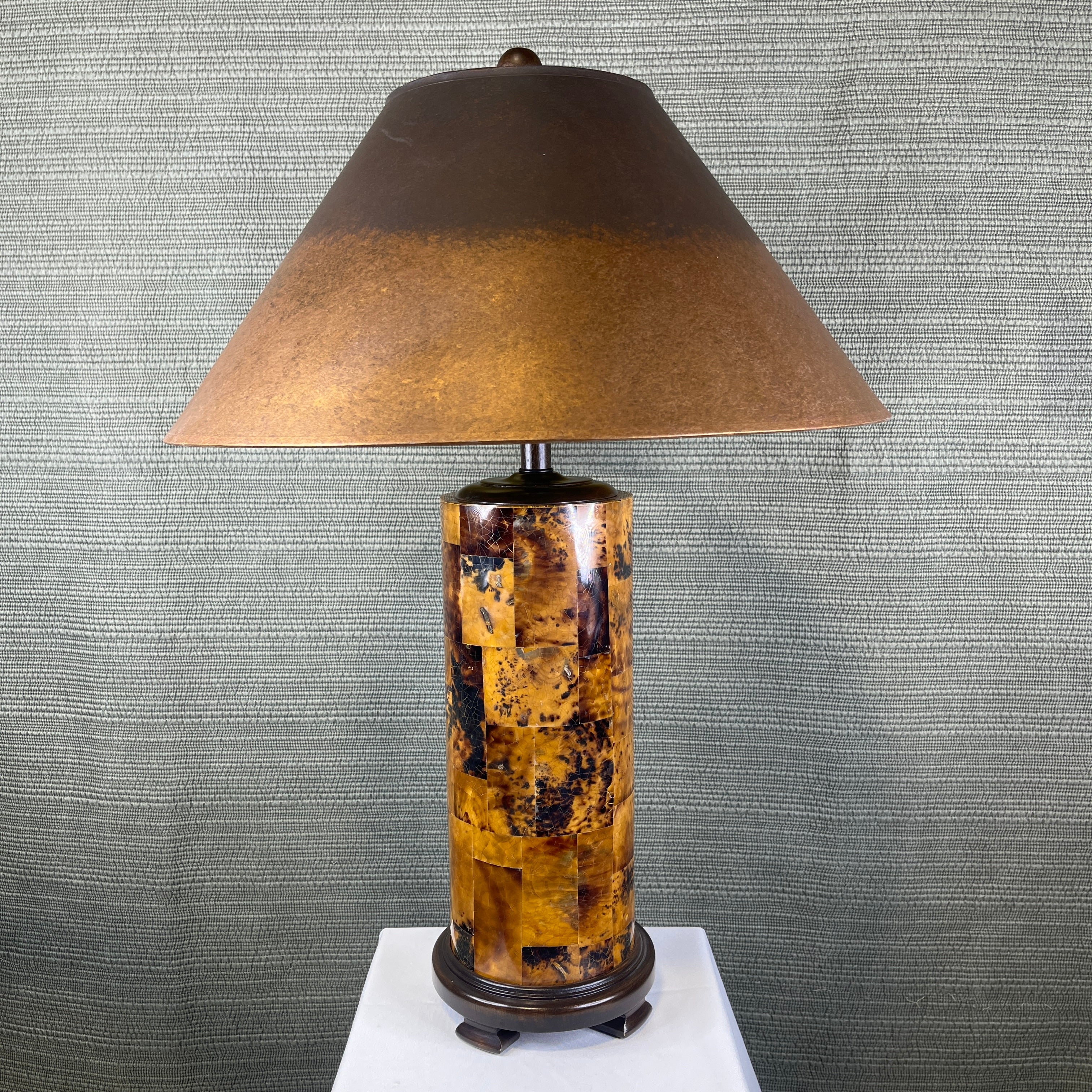 Natural Light Panama Faux Tortoise Shell with Shade Table Lamp 22” Diameter @ Shade x 31”