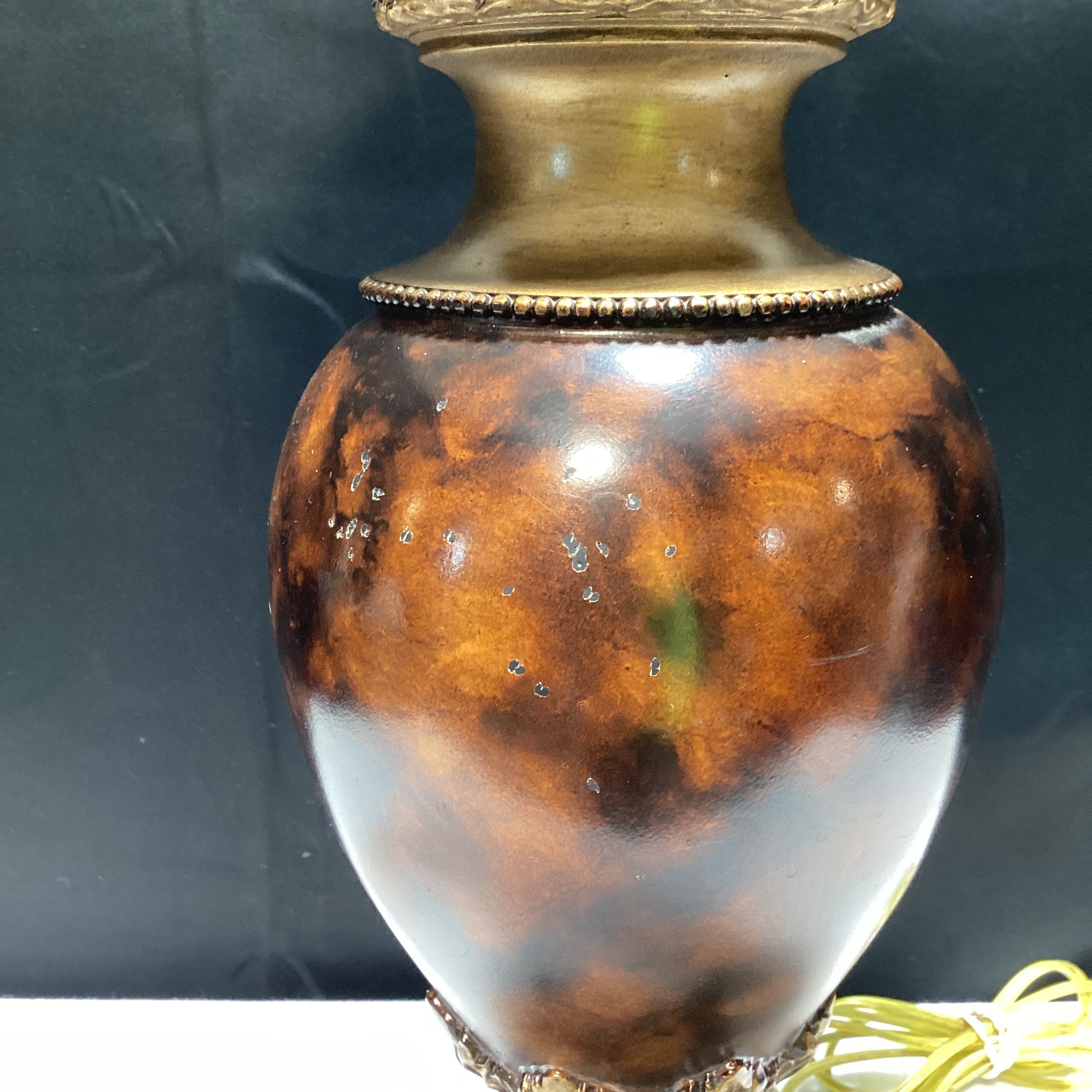 Tortoise Shell Urn Shaped Table Lamp With Shade 14" x 27" x 5 1/4"