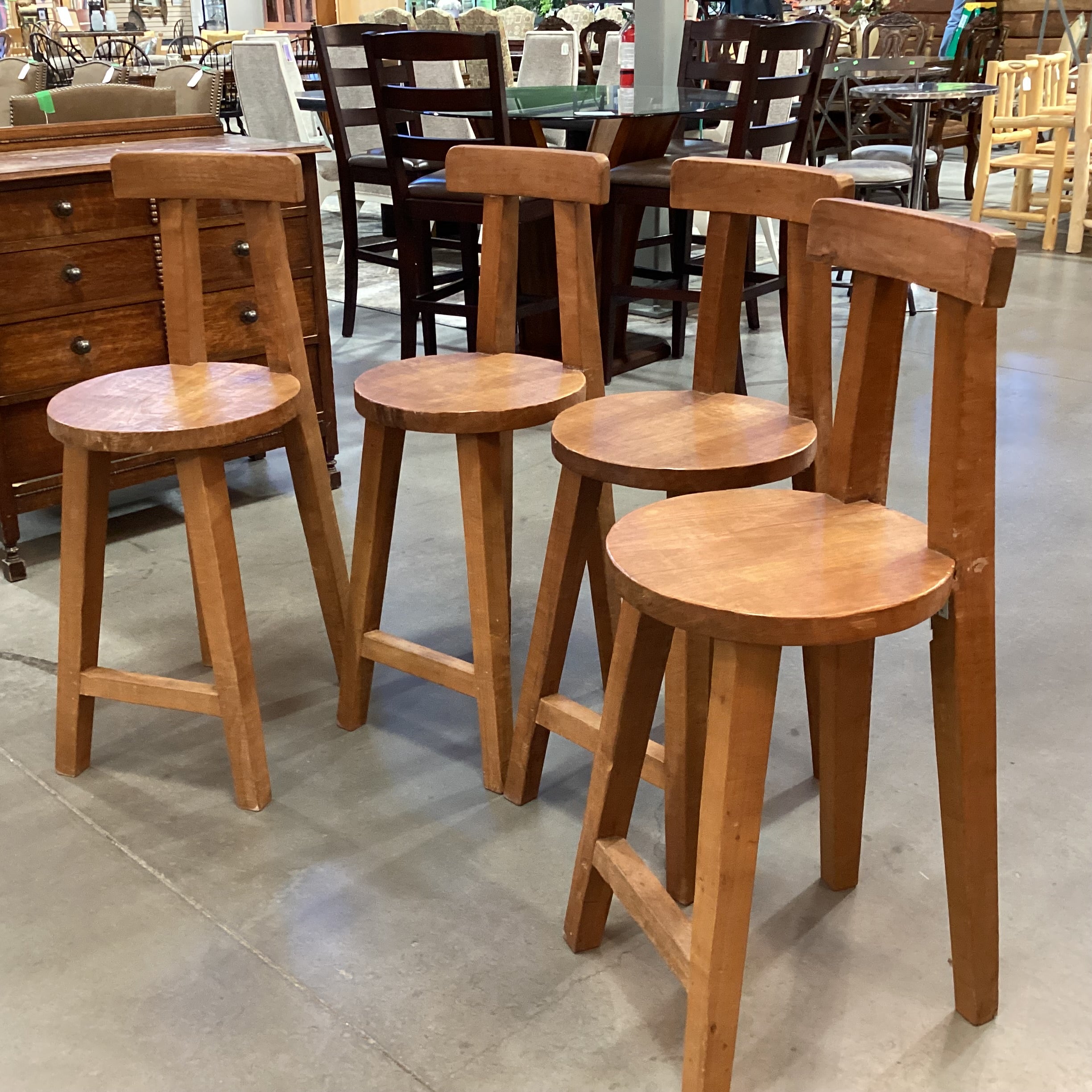 SET of 4 Hand Crafted Solid Wood Barstools 25.5"