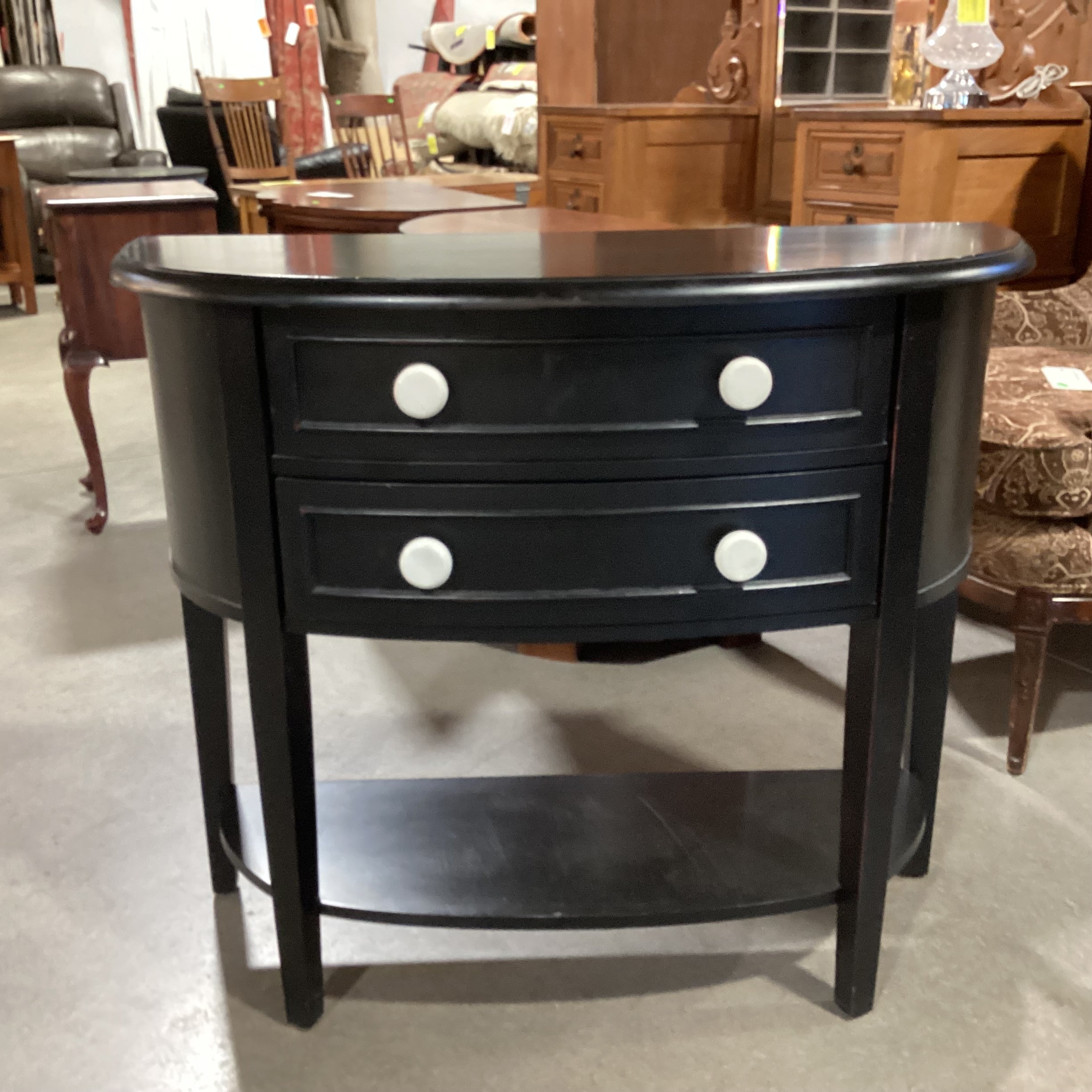 Black Half Moon 2 Drawer Entry Accent Table 37"x 15"x 32.5"