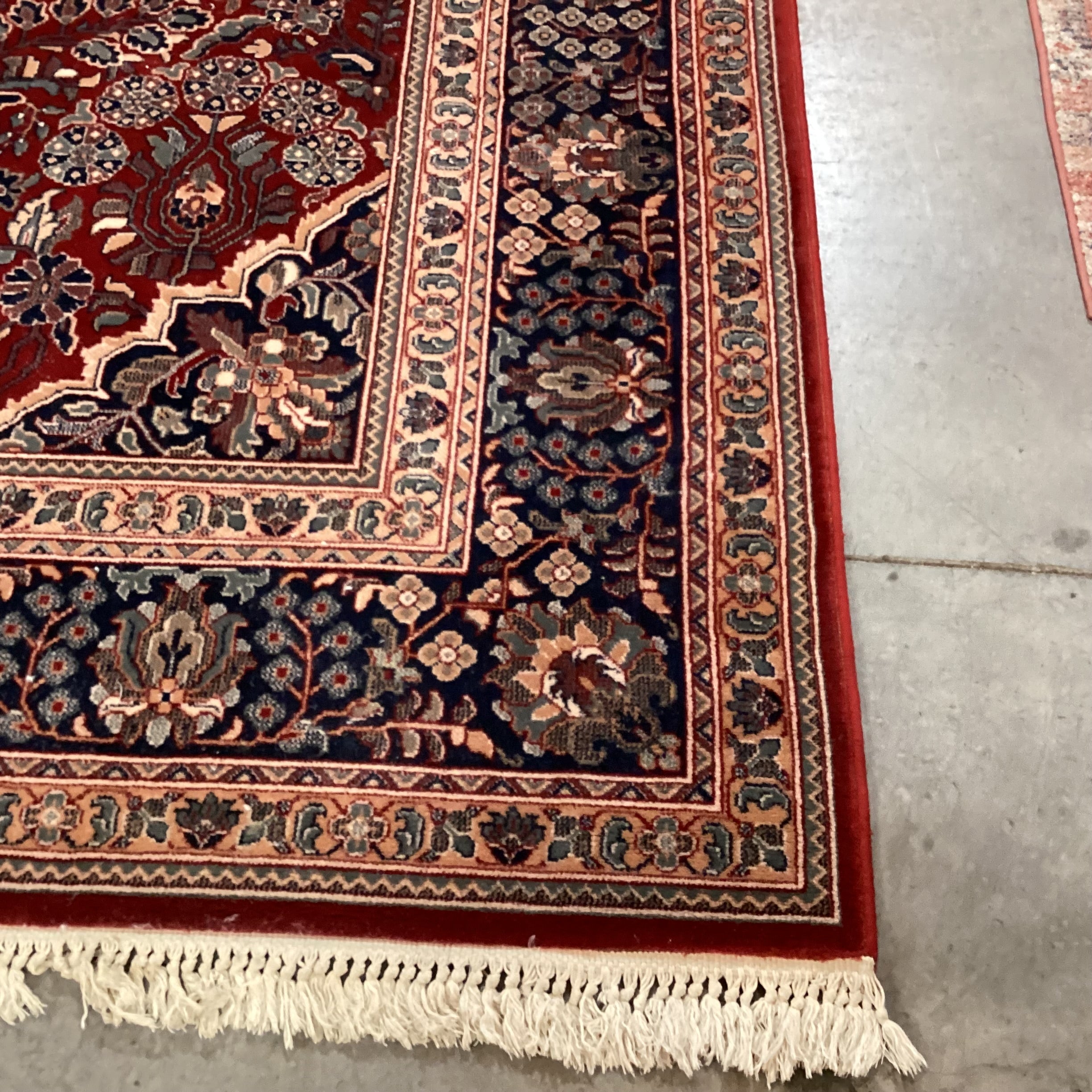 Foreign Accents Rug Gallery Red Navy Ornate Floral with Border & Fringe Rug 8'2"x 11'5"