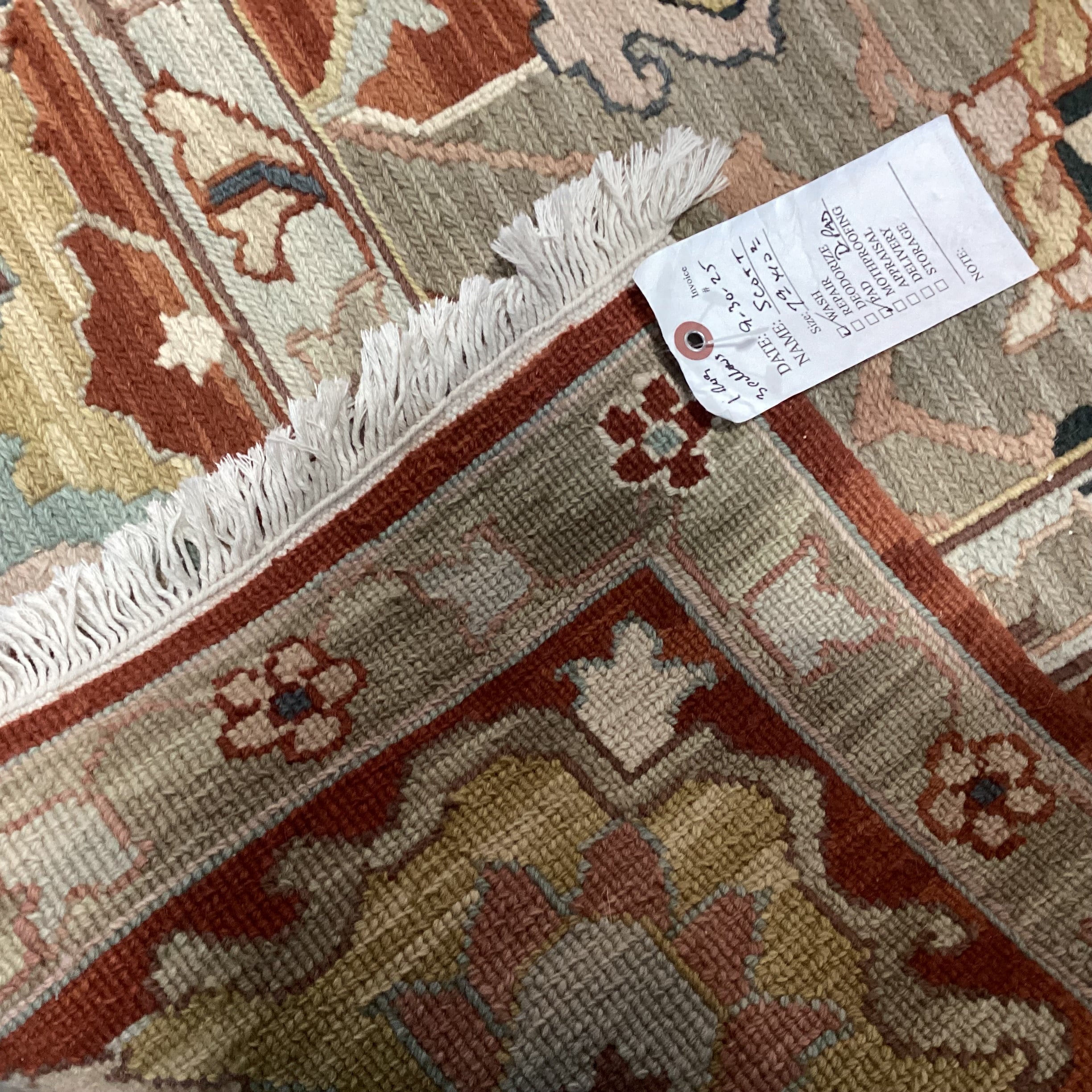 Burnt Orange Gold &  Taupe Hand Woven Wool Rug 7' 10" x 10' 3"
