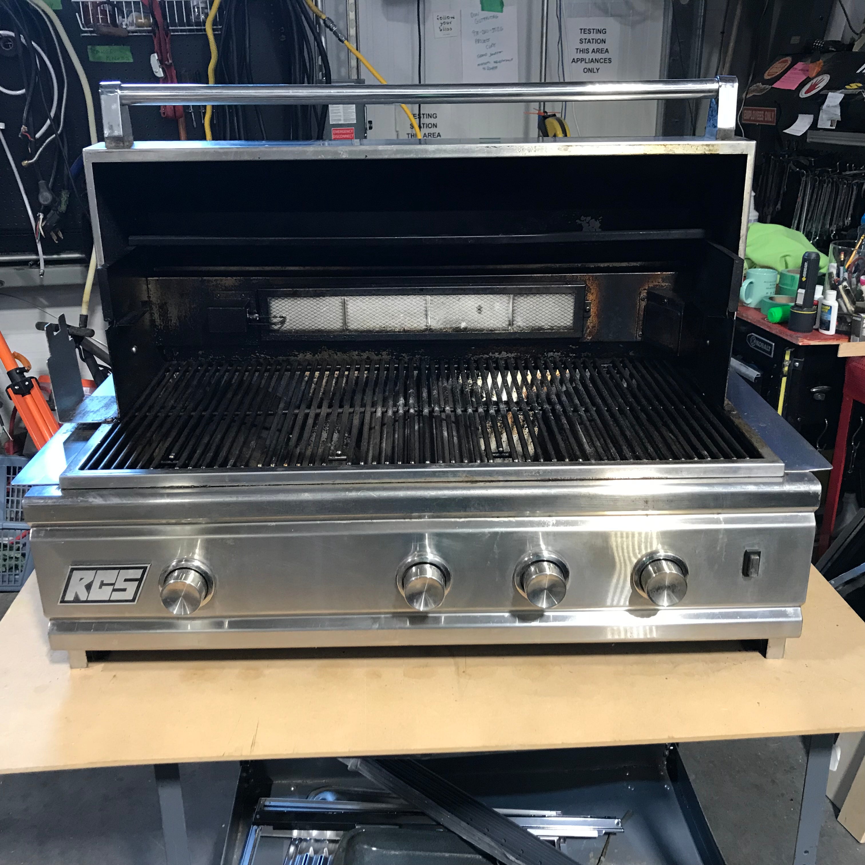 RCS Stainless Steel 3 Burner, Warmer Natural Gas Grill 41"x 20"x 23"