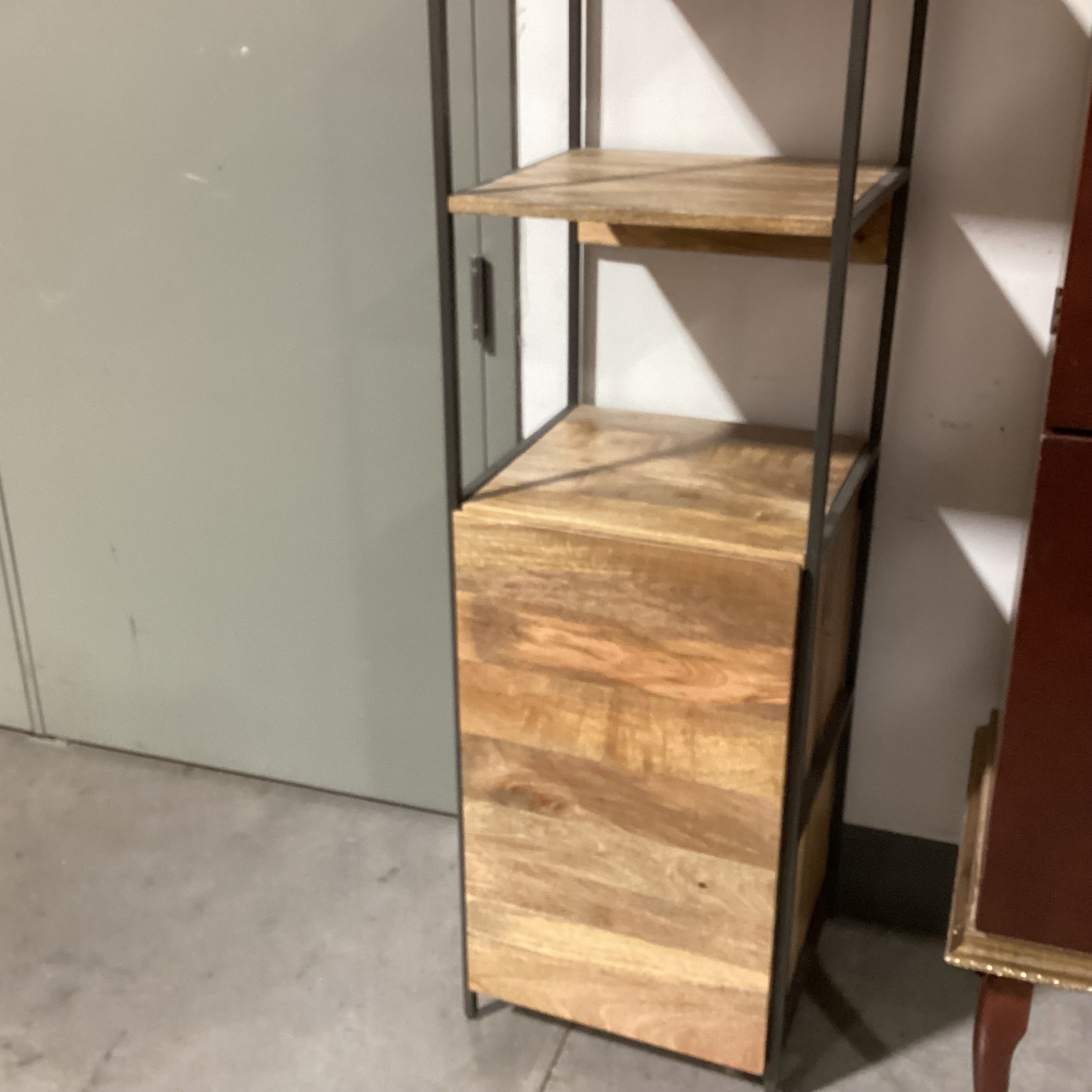 West Elm Natural Mango Wood & Metal with Storage Industrial Modern Shelves 17"x 17"x 84"