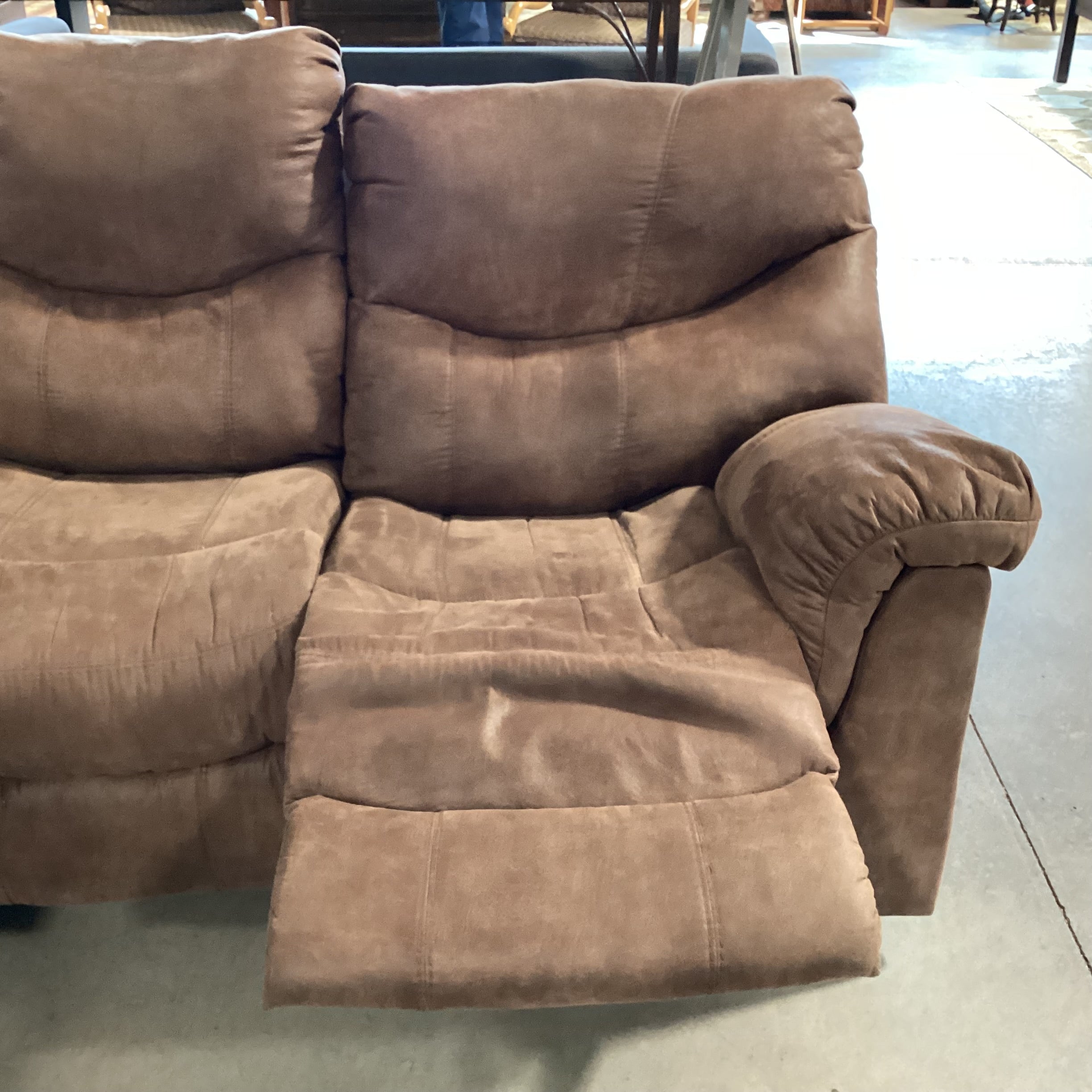 Brown Micro Suede Double Reclining Sofa 92"x 35"x 42"