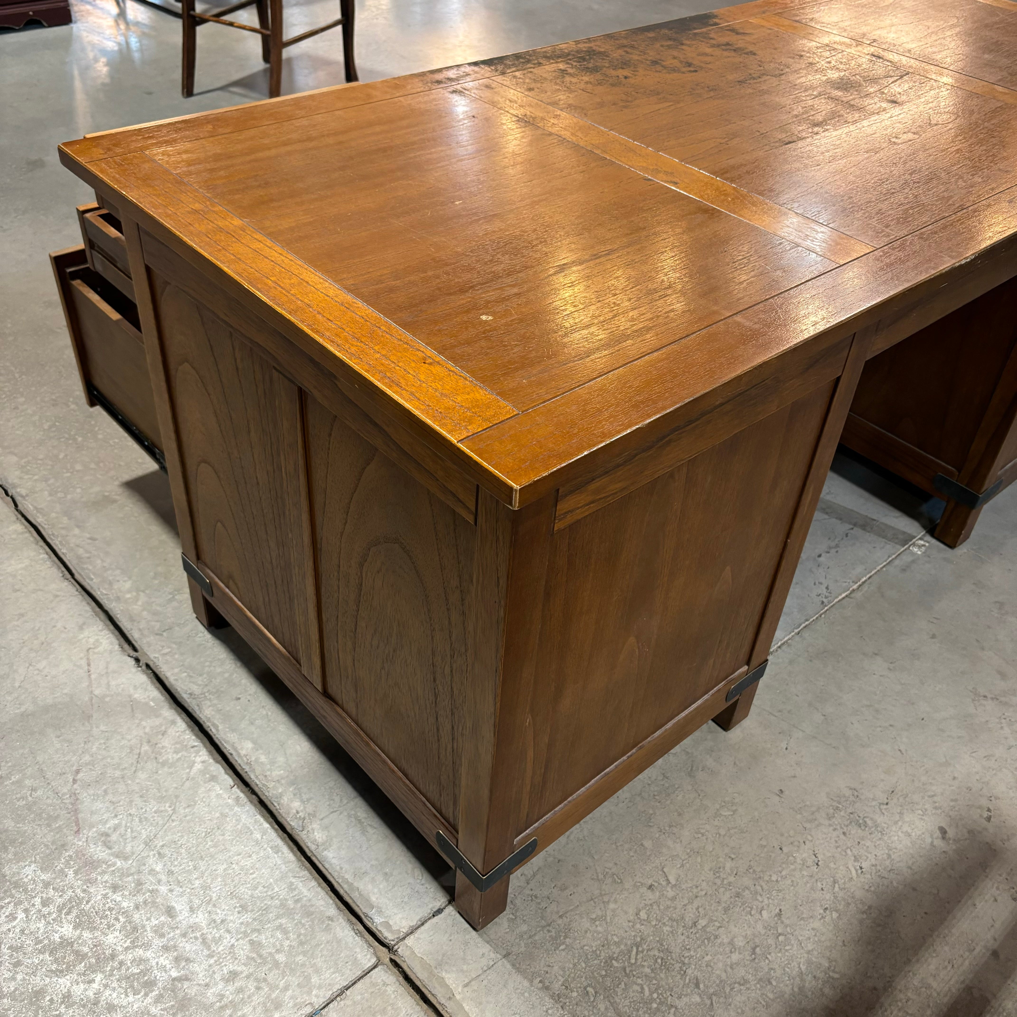 Arhaus Solid Wood with Iron Accents 6 Drawer Desk 71"x 31.5"x 30.5"