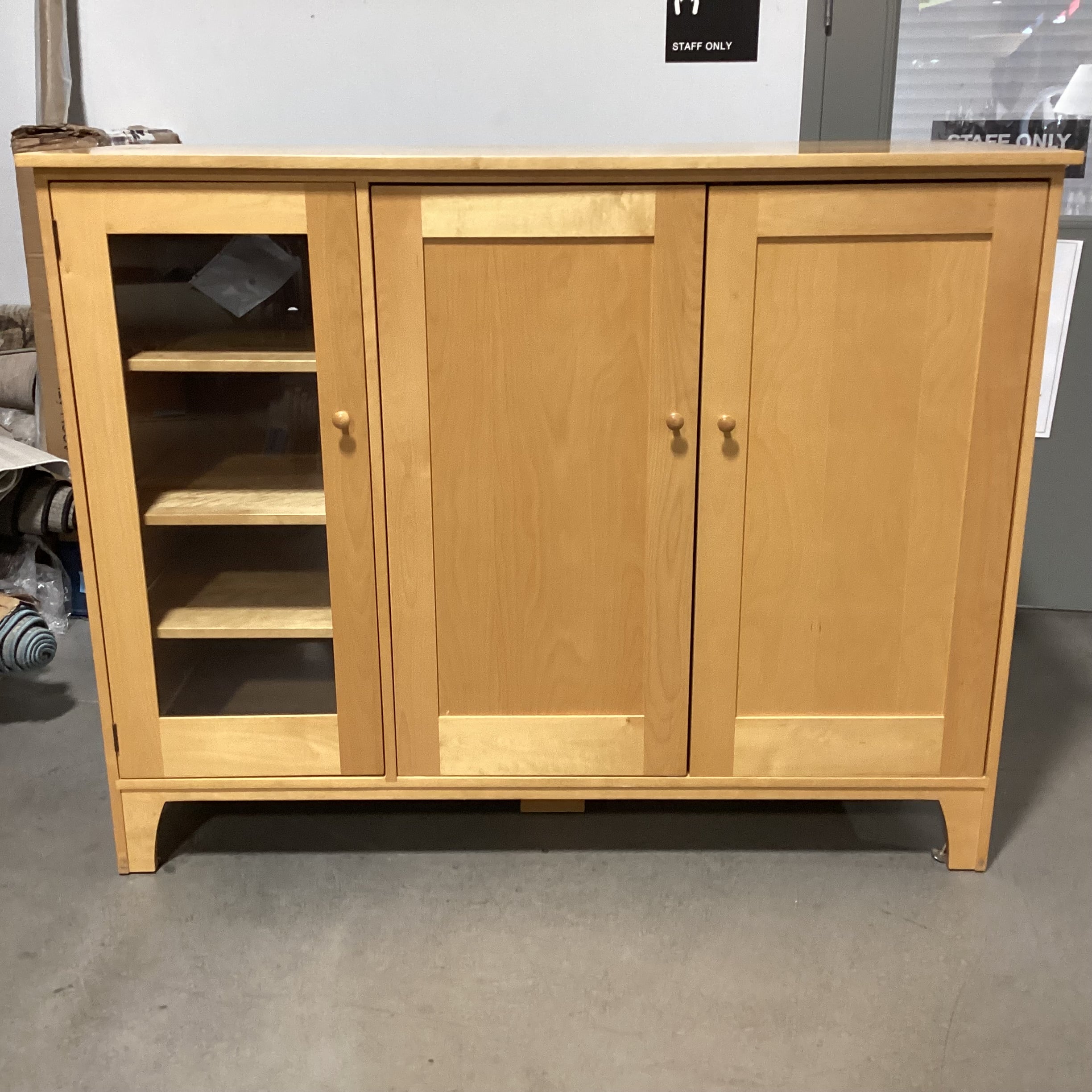 Maple 3 Door with Shelves Entertainment Center 62"x 26"x 48.5"