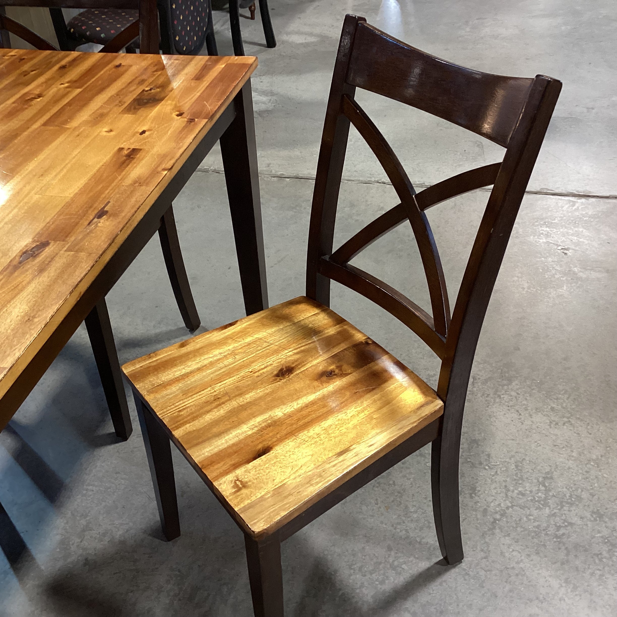 Light & Dark Finished Wood Table with 4 Chairs Dining Set 60"x 36"x 30"