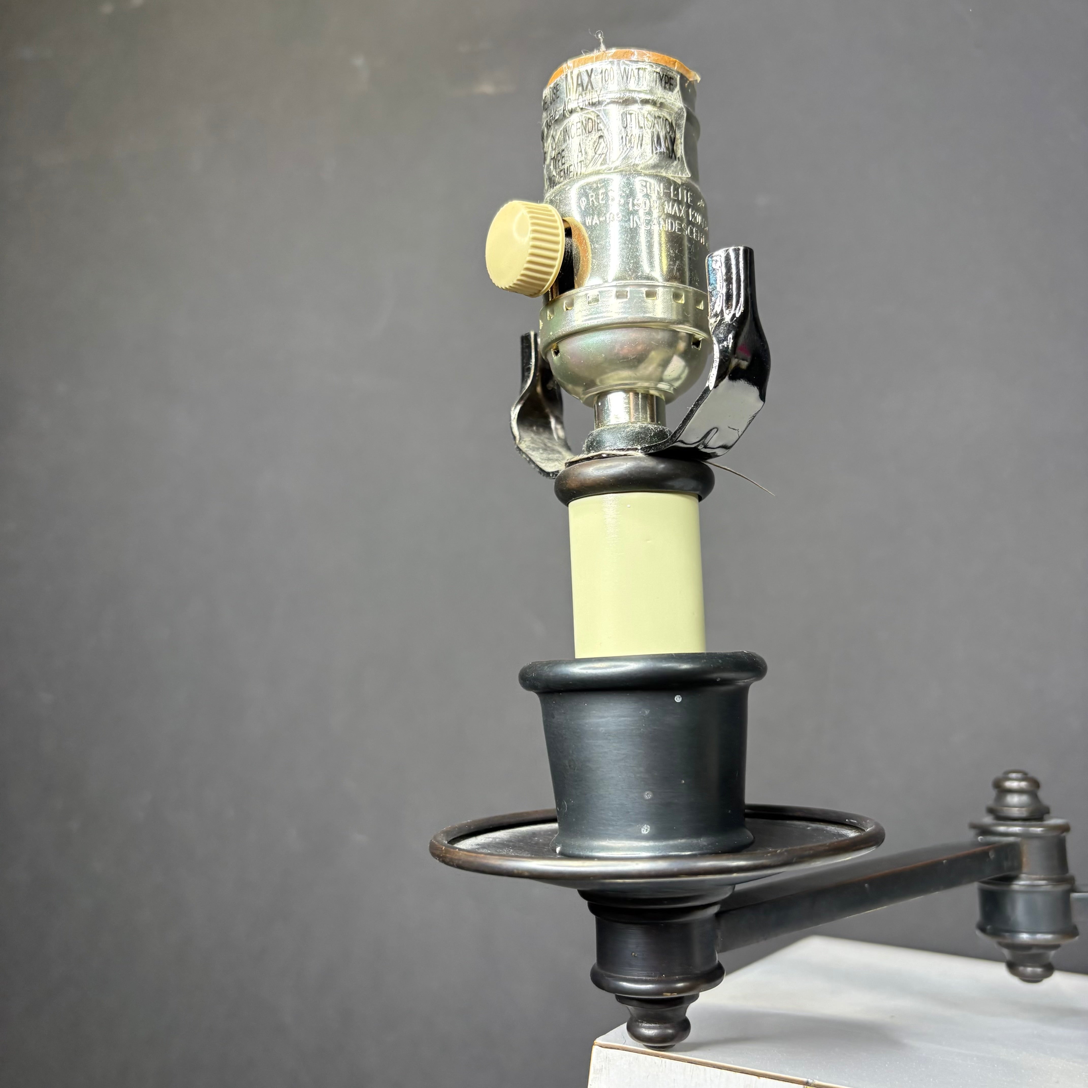 Ann Morris St. James Style 1-Light Dark Bronze Swing Arm Wall Sconce 3.5”x 8”x 18”