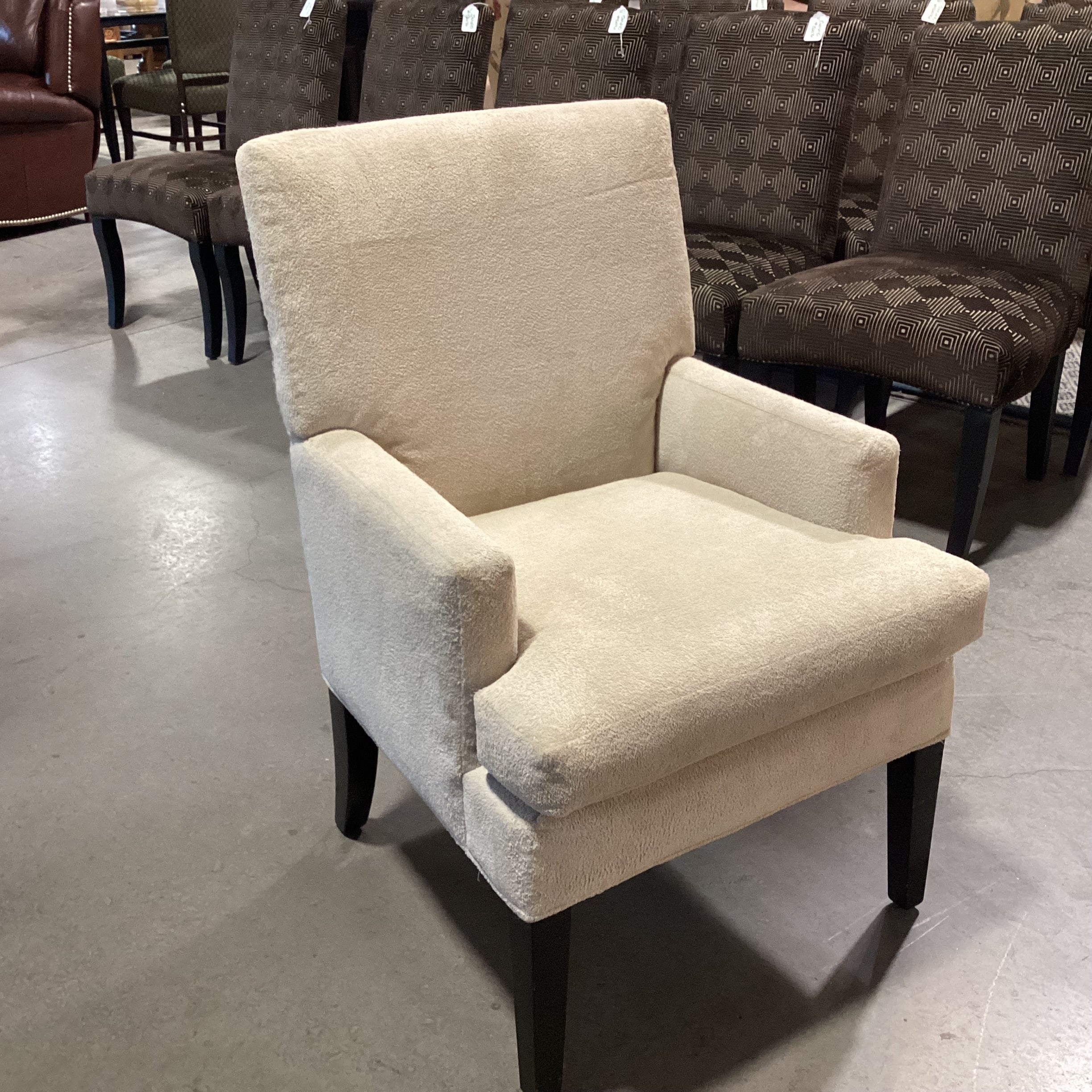 Cream Textured Plush & Black Legs Chair 25"x 28"x 38"