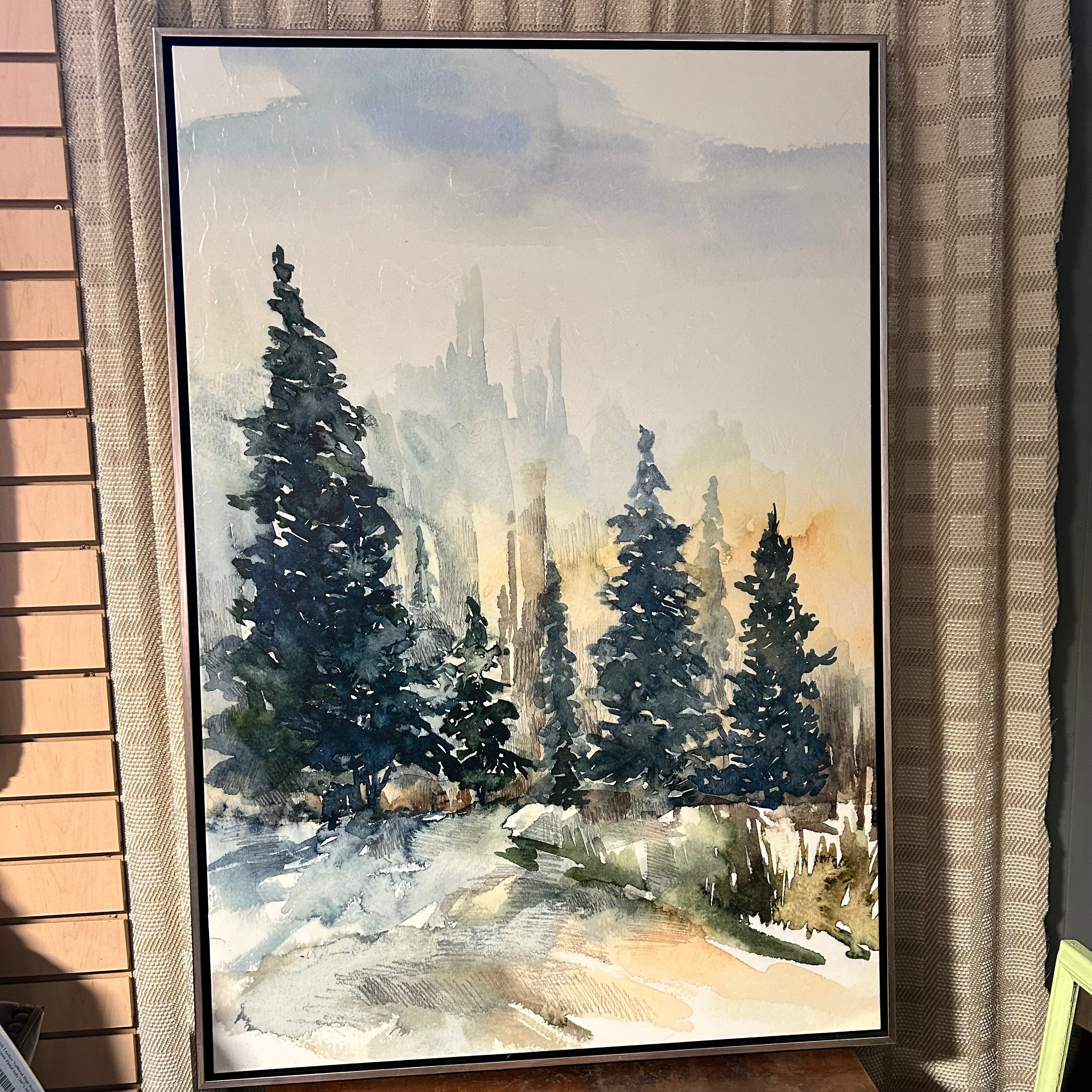 Sara Brown "Winter Landscape" Knife Coat On Canvas 31.5"x 45.5"