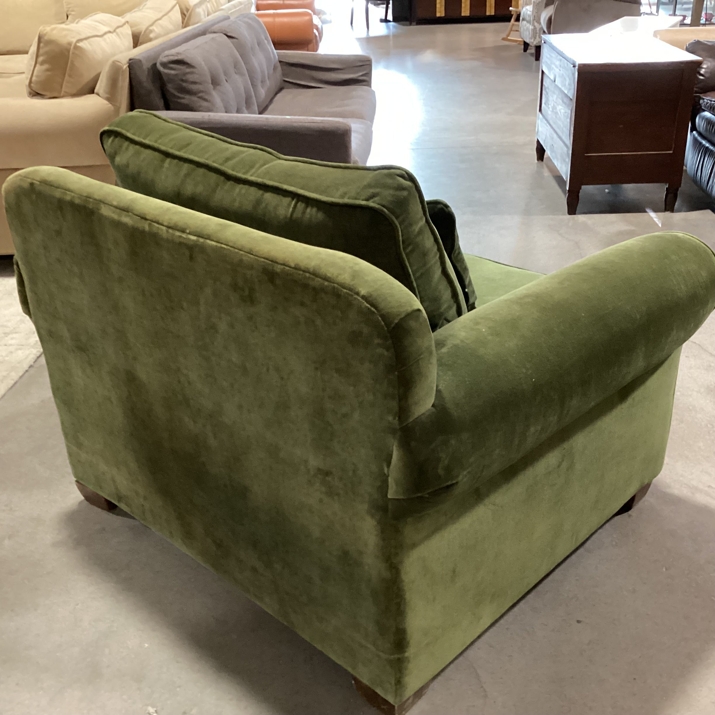 Pottery Barn Green Velvet Down Mix Chair 46"x 38"x 32"
