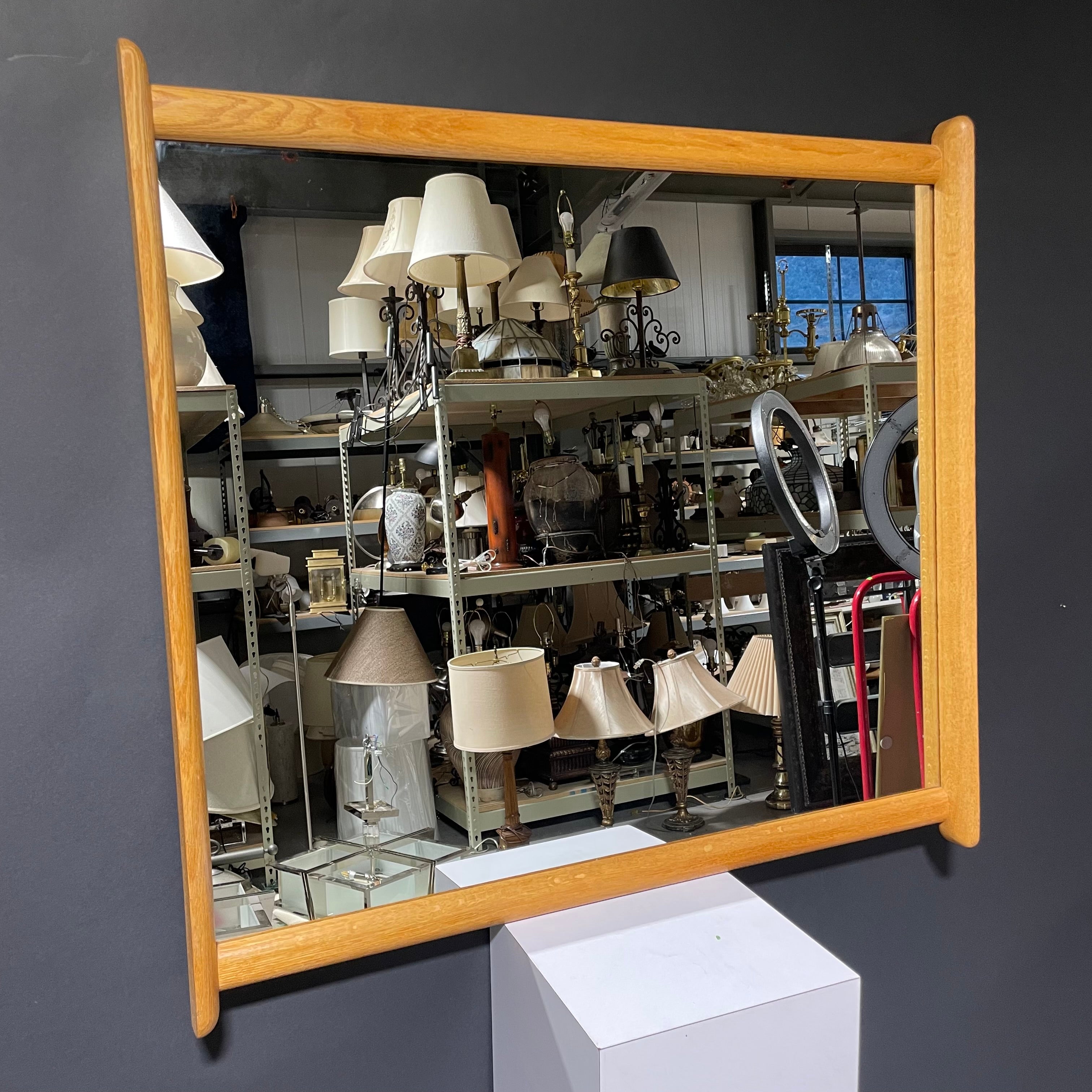 Large Rectangular MCM Wooden Wall Mirror 41" x 39"