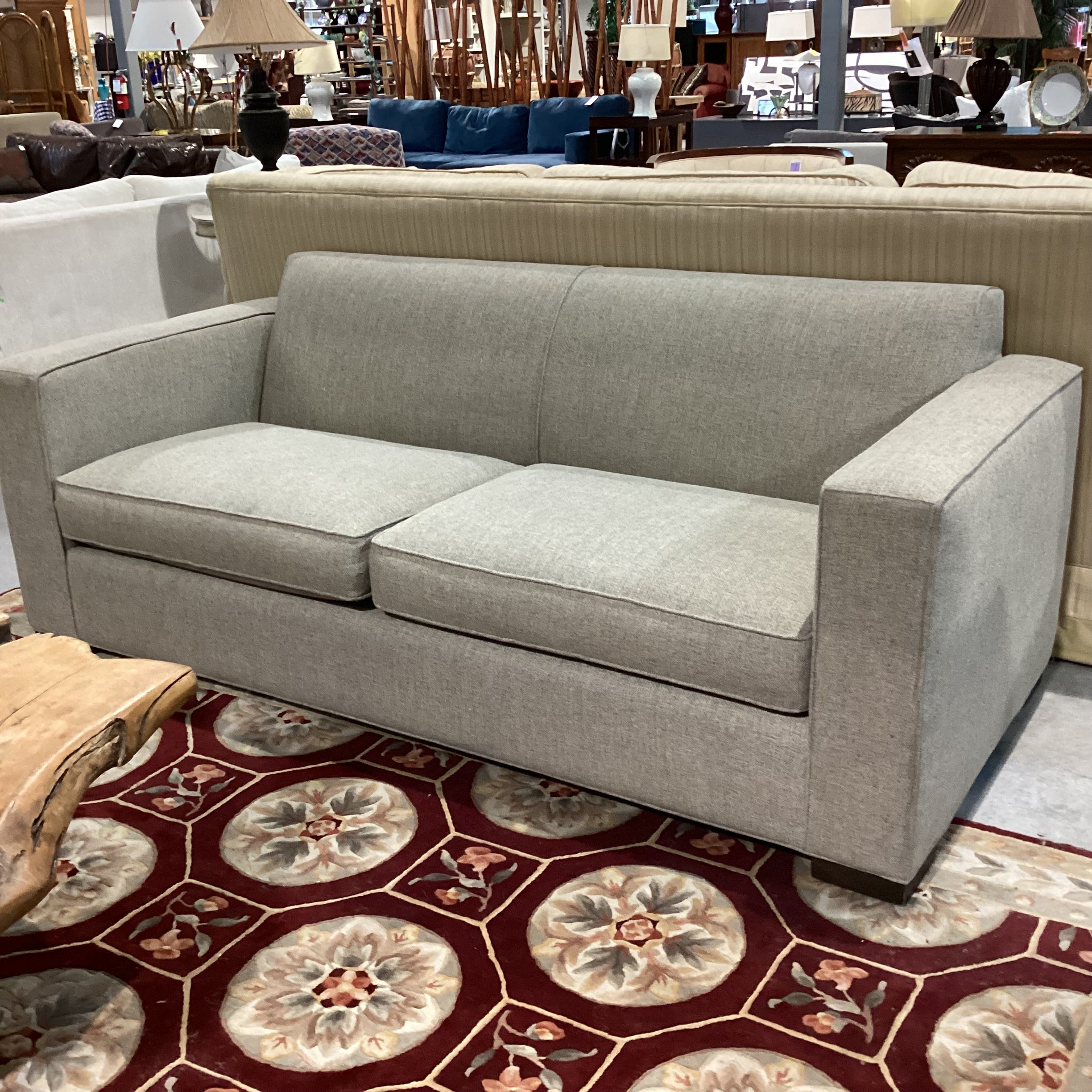 McCreary Modern Room & Board Heathered Beige Grey Woven Modern Track Arm Sofa 82"x 36"x 32"