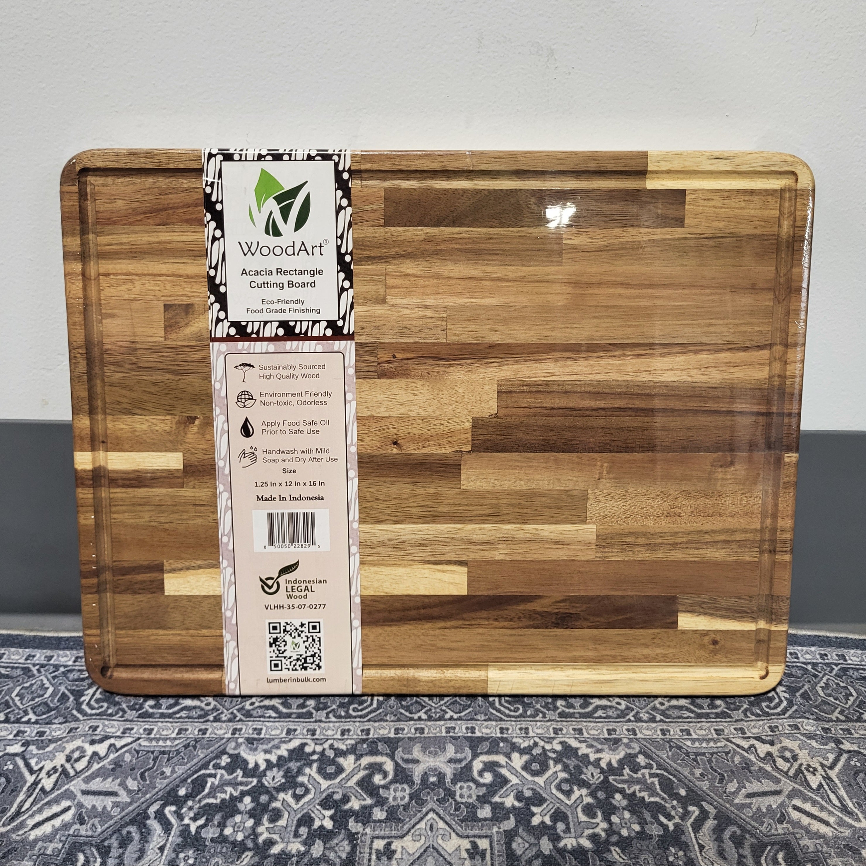 WoodArt Acacia Rectangle Cutting Board 12"x 16"x 1.25"