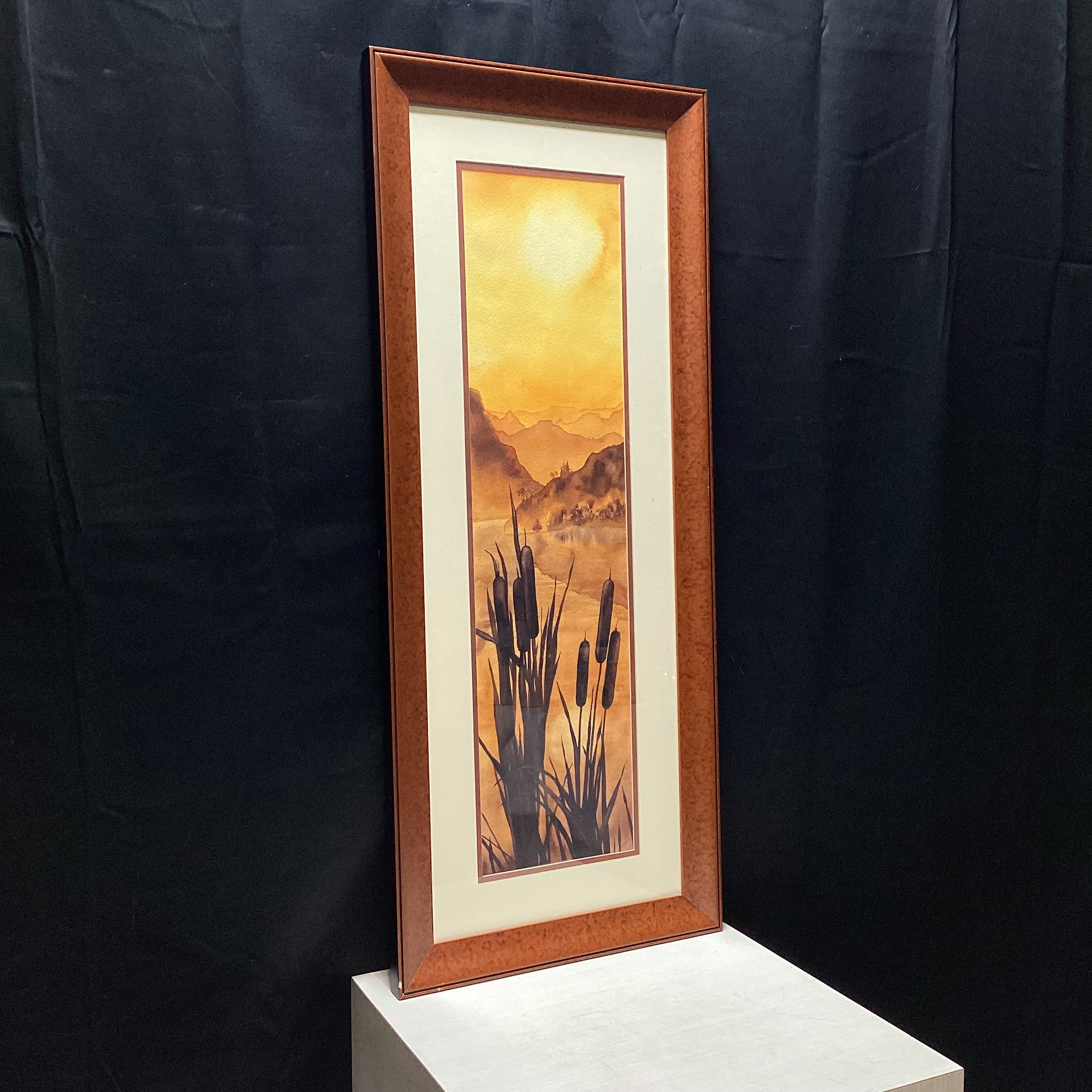 J. Billings Signed Original Cat Tail Watercolor 18" x 44"