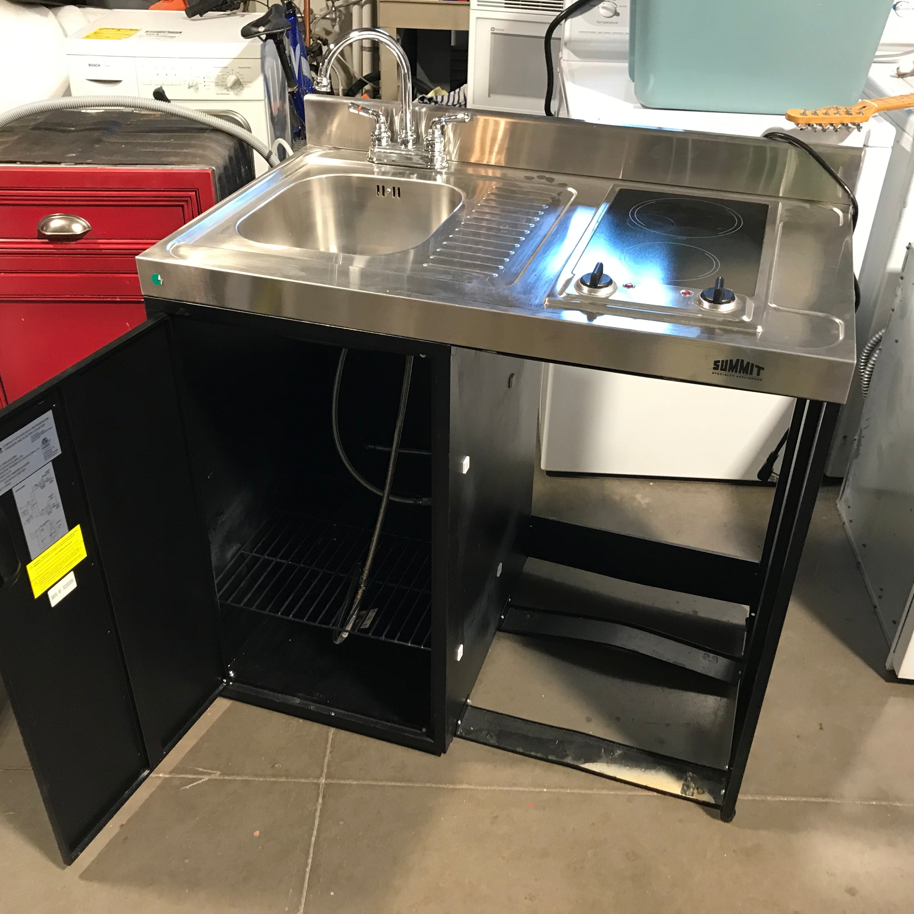 Summit Specialty Appliance Model C39El Three-in-One, Cabinet, Faucet, 110 Burner Pair, 39"x  24"x 40"