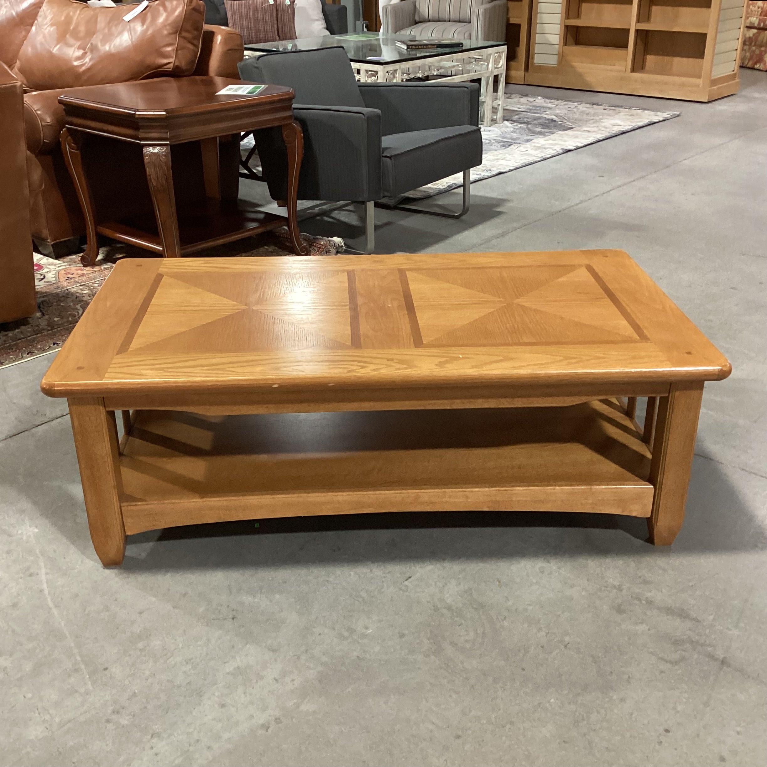 Dual Level Solid Wood Coffee Table 50"x 28"x 17"