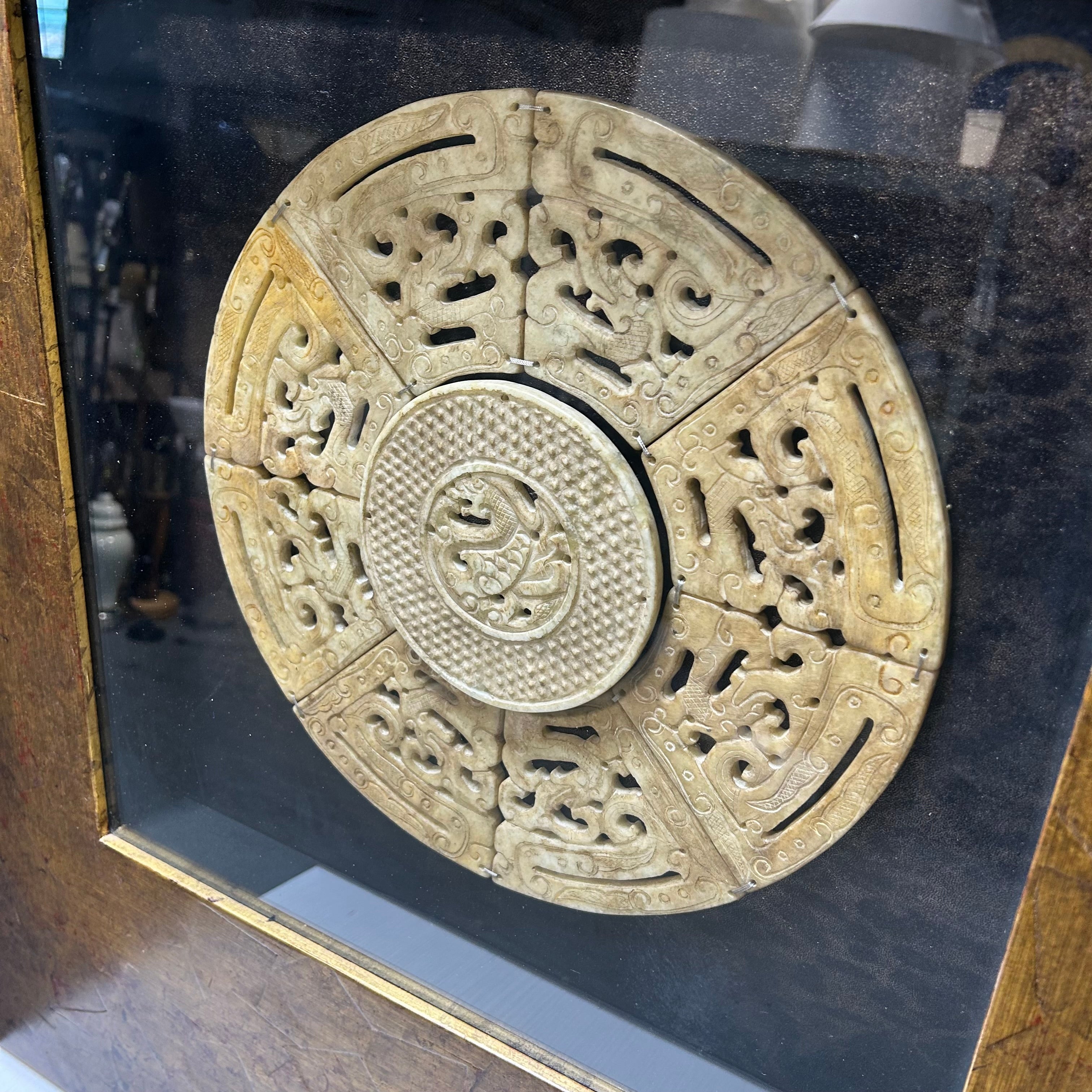 Early Jade Plaque In Shadowbox 31.5"x31.5"