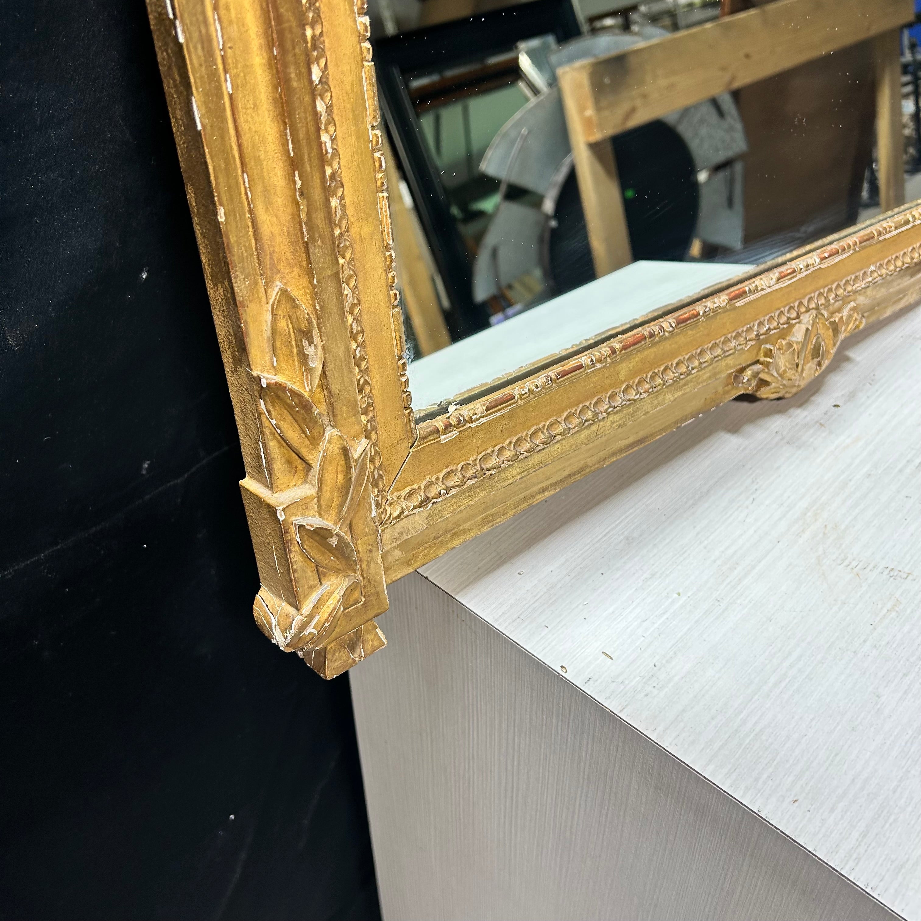 Antique Gilded Gold Ornate French Style Mirror 29"x 42"