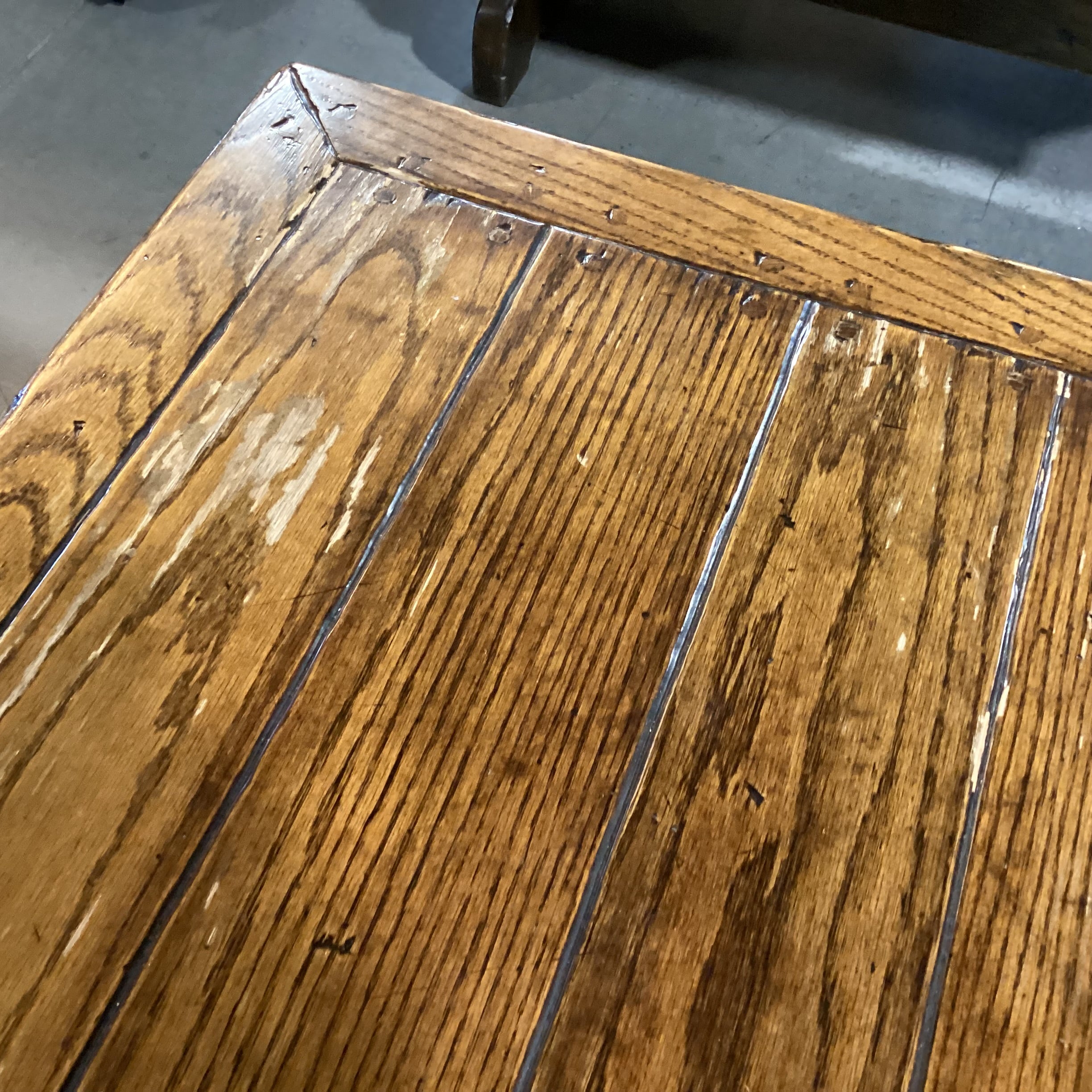 Distressed Finish Carved Oak 1 Drawer & Shelf End Table 30"x 24"x 24"