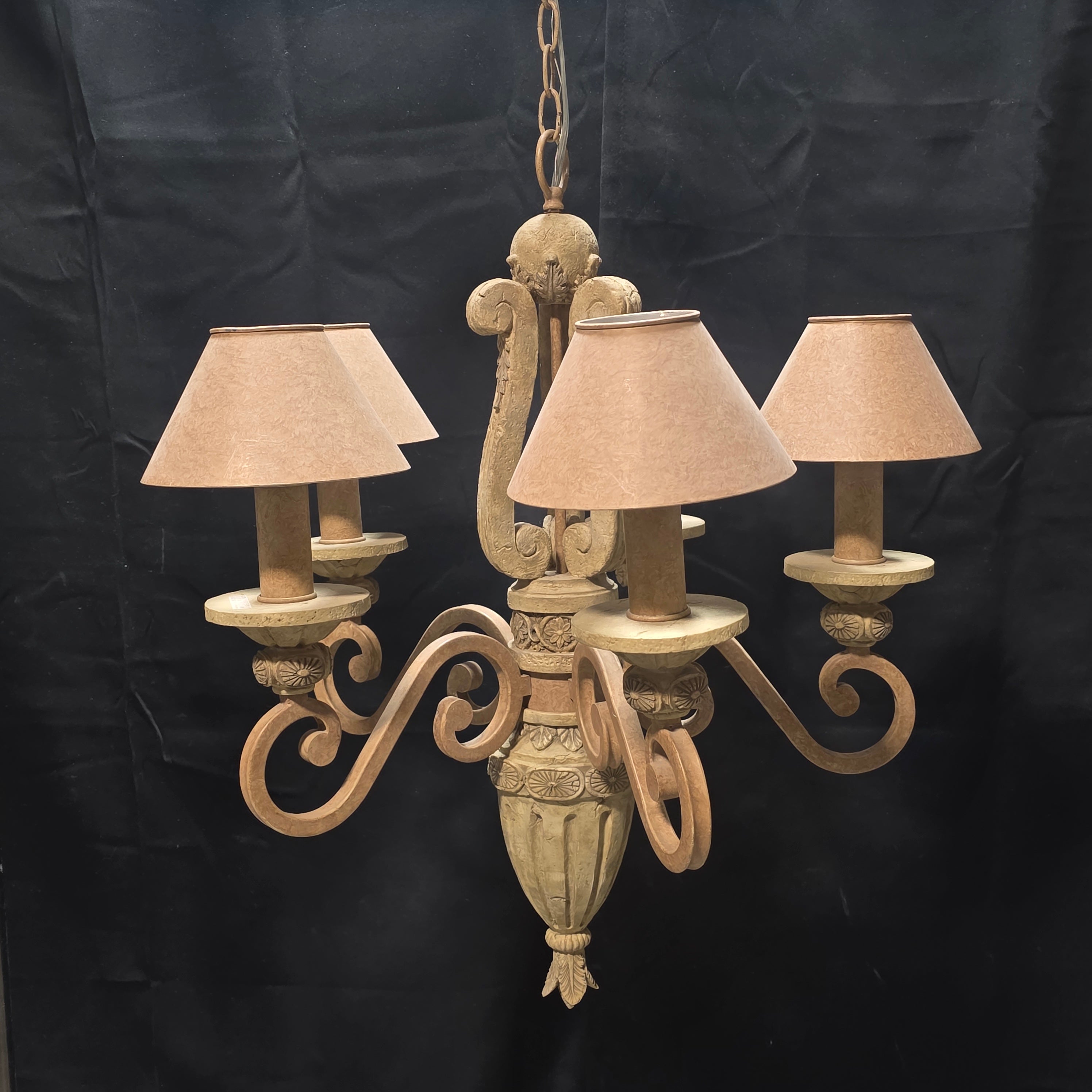 Tuscan Style Five Light with Mini Shades Chandelier 25"x29"