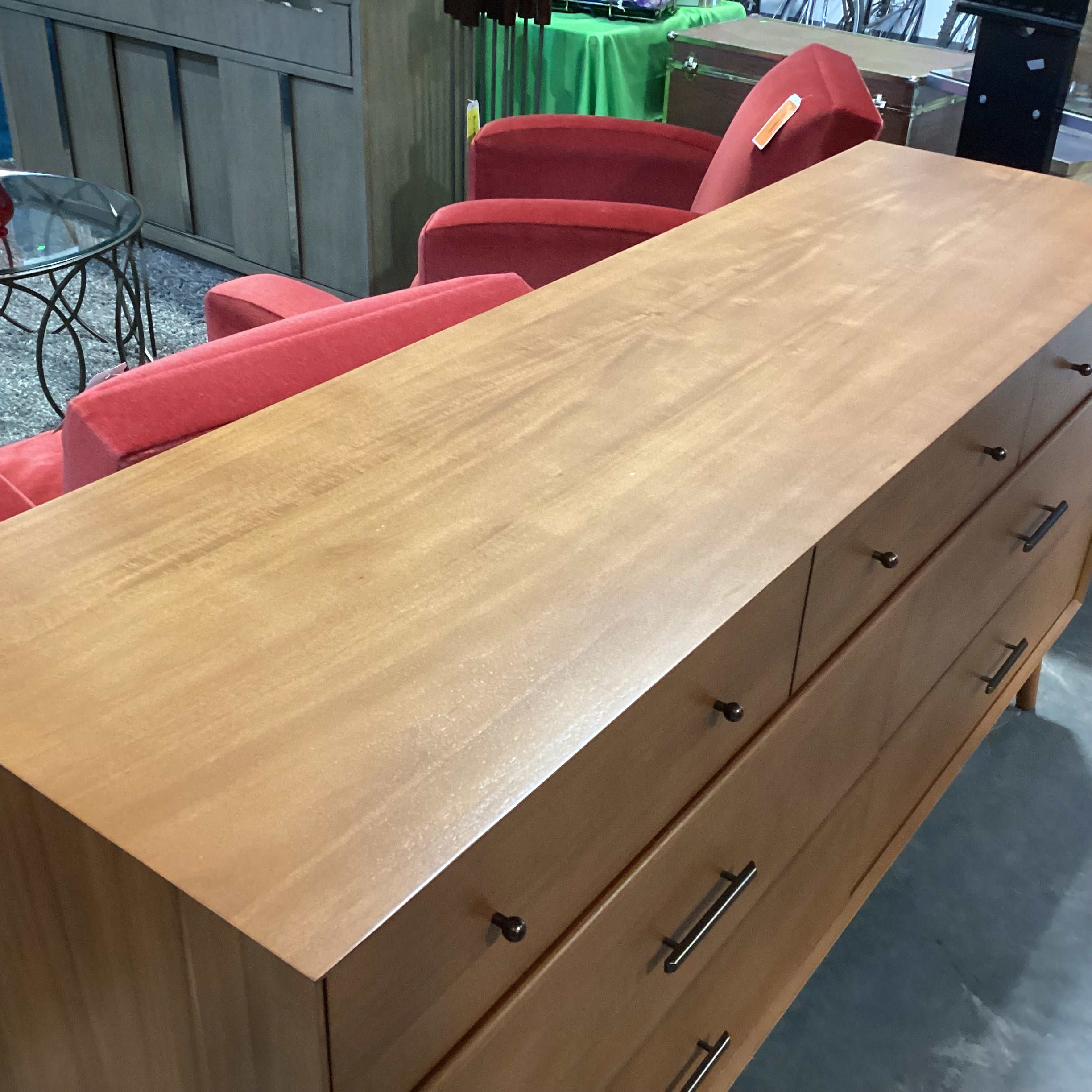 Williams Sonoma Mid Century Style Wood 7 Drawer Dresser 72"x 21"x 36"