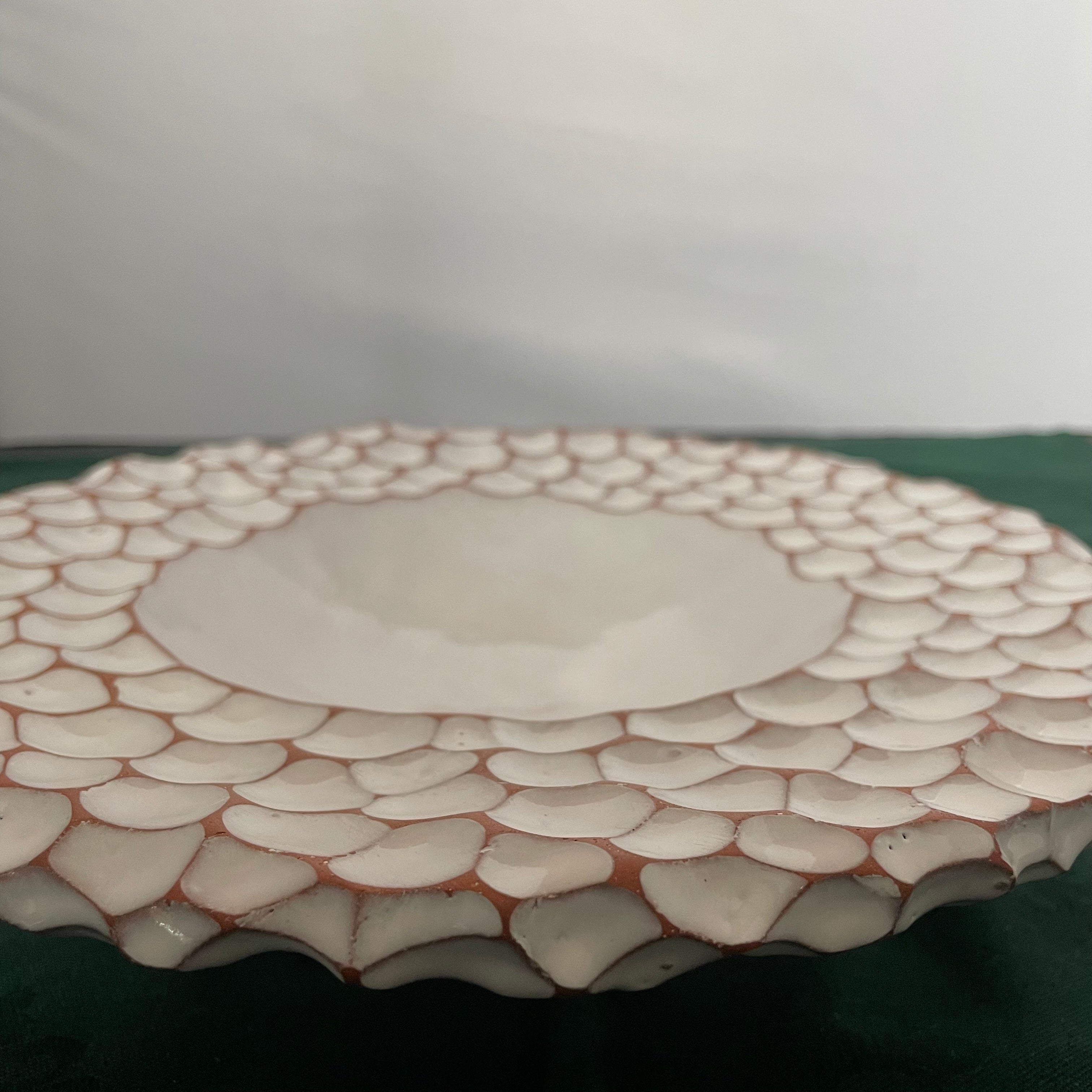 Vintage "Bubble Art" Pottery Bowl, Signed by Brad Miller, 10" x  2"