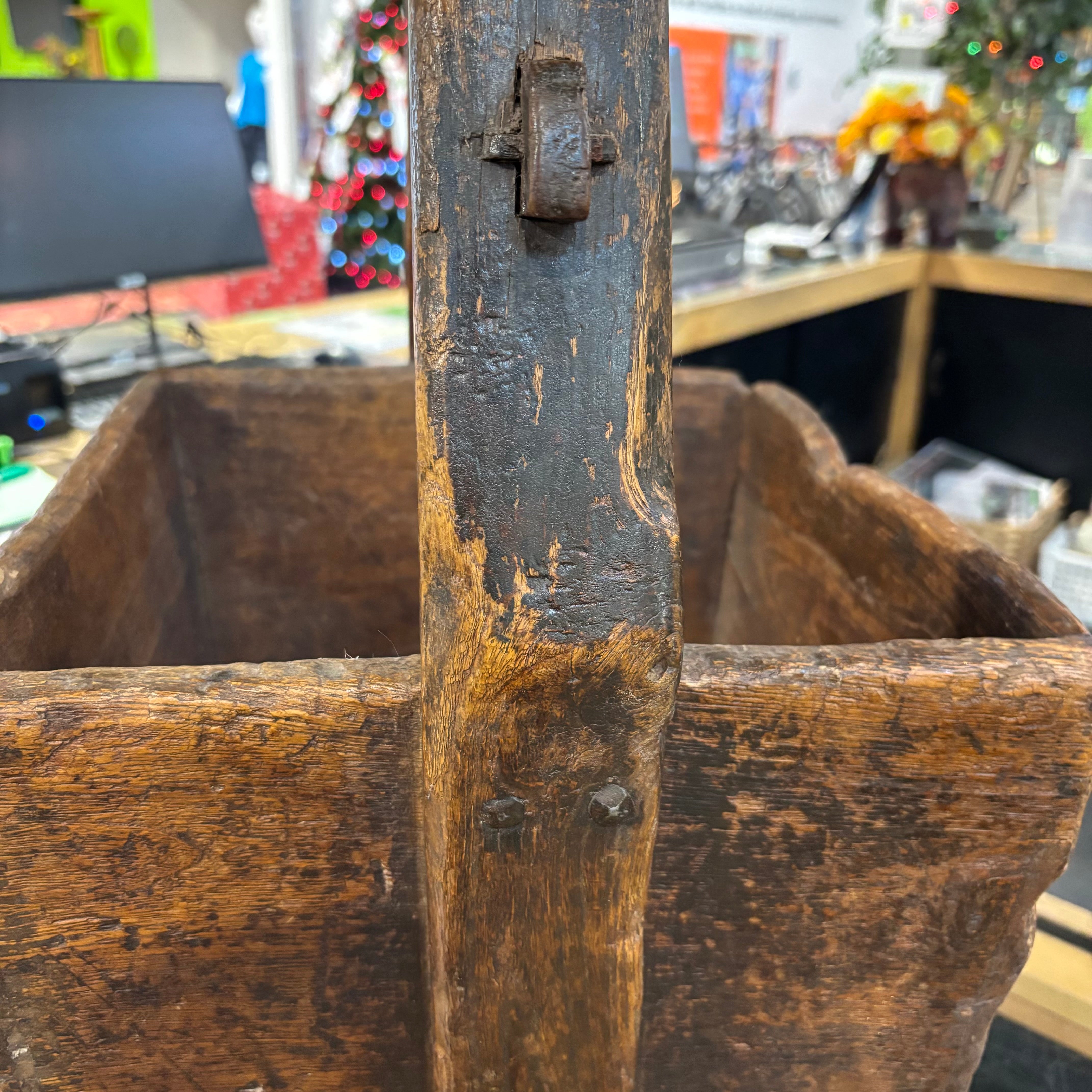 Antique Chinese Rice Bucket, 15" x 13" x 20"