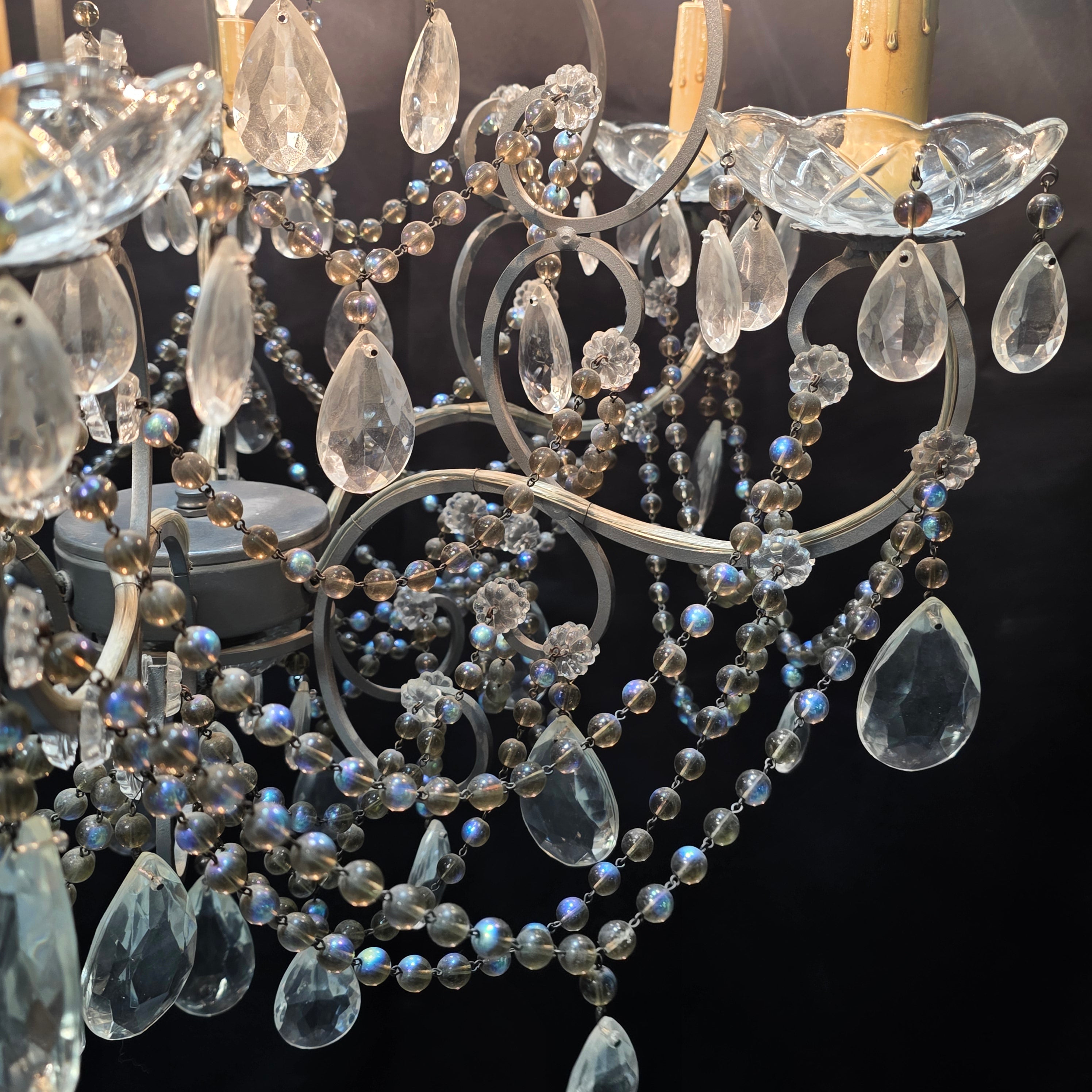 1950's Italian Glass Drop Chandelier 23.5"Dx33"