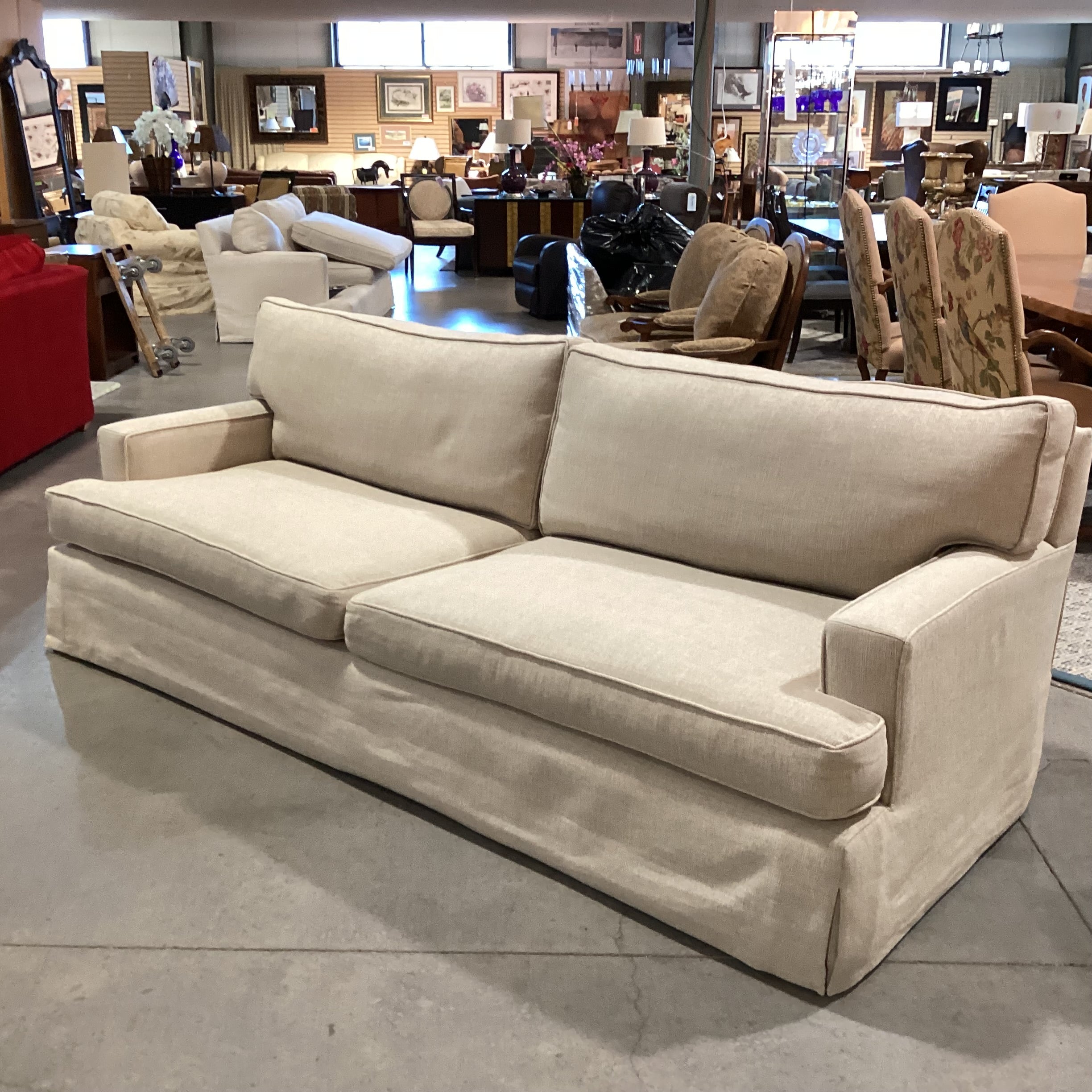 Barclay Buttera Home Los Angeles Oatmeal Heavy Texture Down Mix Custom Sofa 98"x 41"x 32"