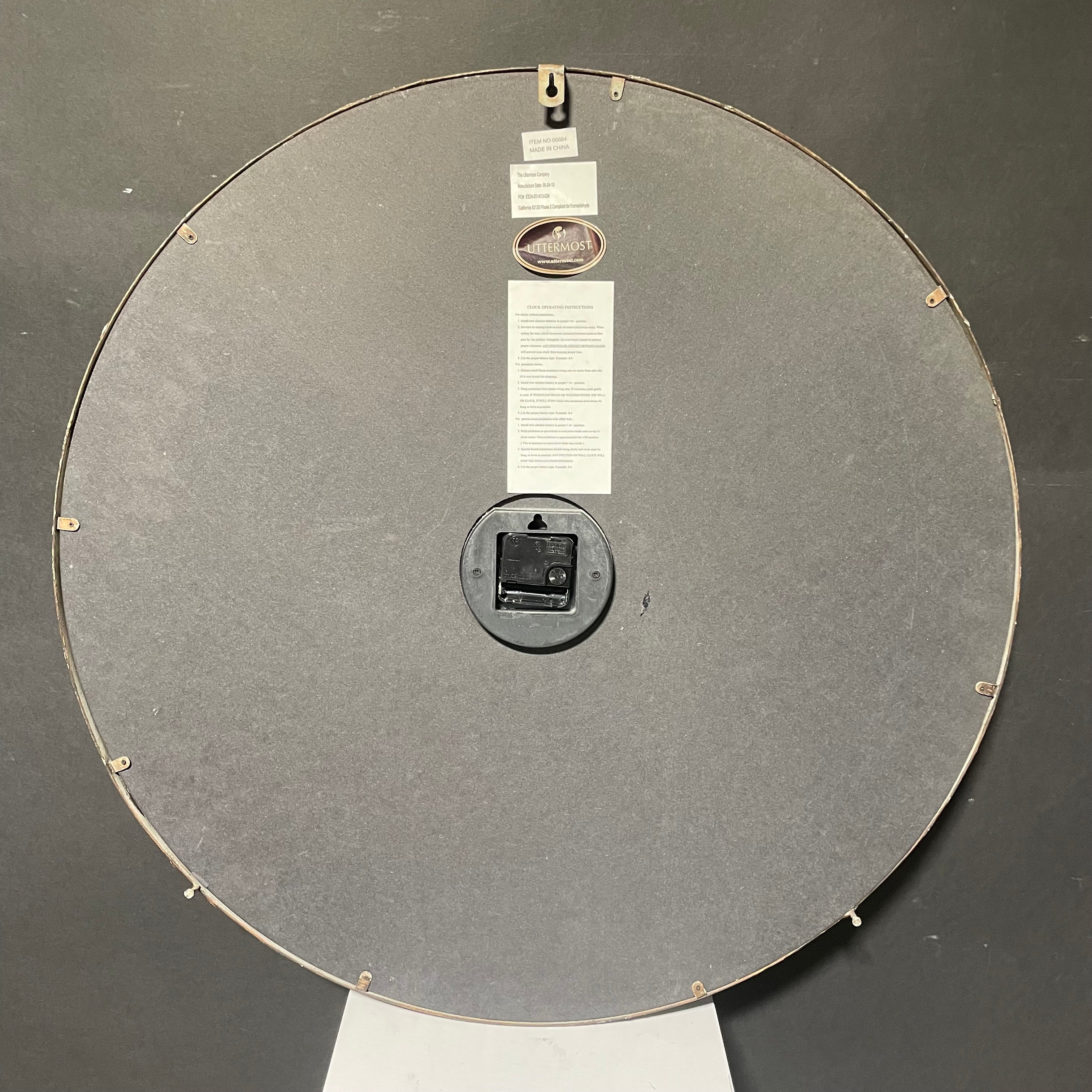 Uttermost "Torriana" Rustic Antique Style Wall Clock 29 1/2" Diameter